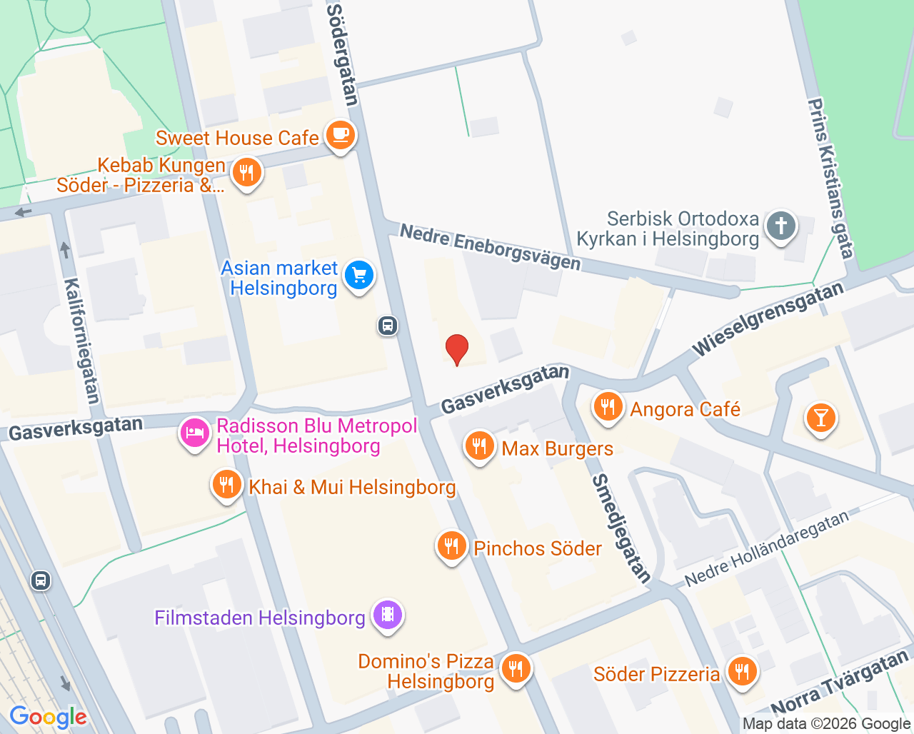 Karta till Vuxenpsykiatrimottagning 4 Laro Helsingborg