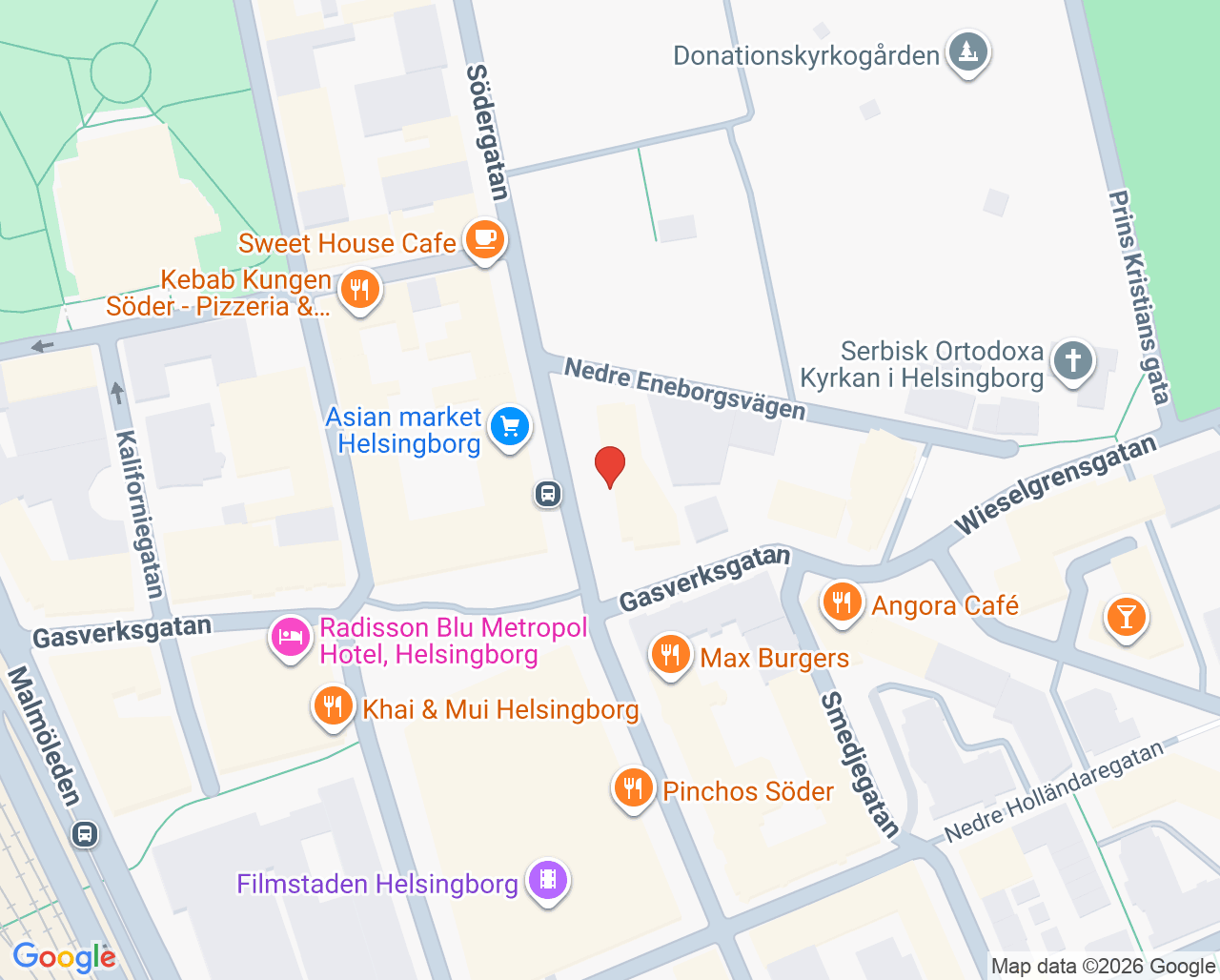 Karta till Hörsel- och dövmottagning barn och unga Helsingborg