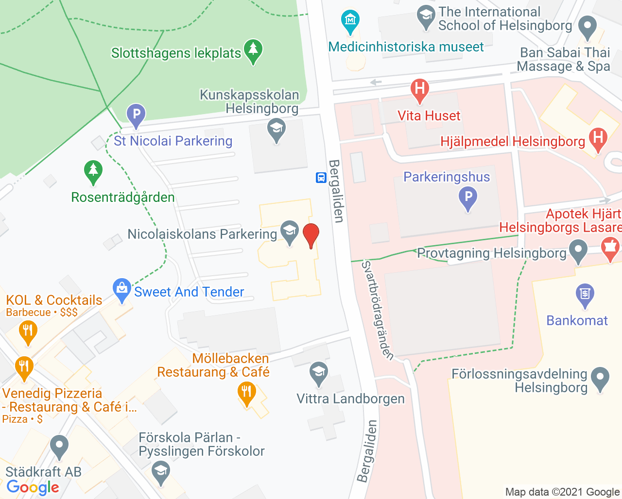 Karta till Capio Vårdcentral Helsingborg Olympia