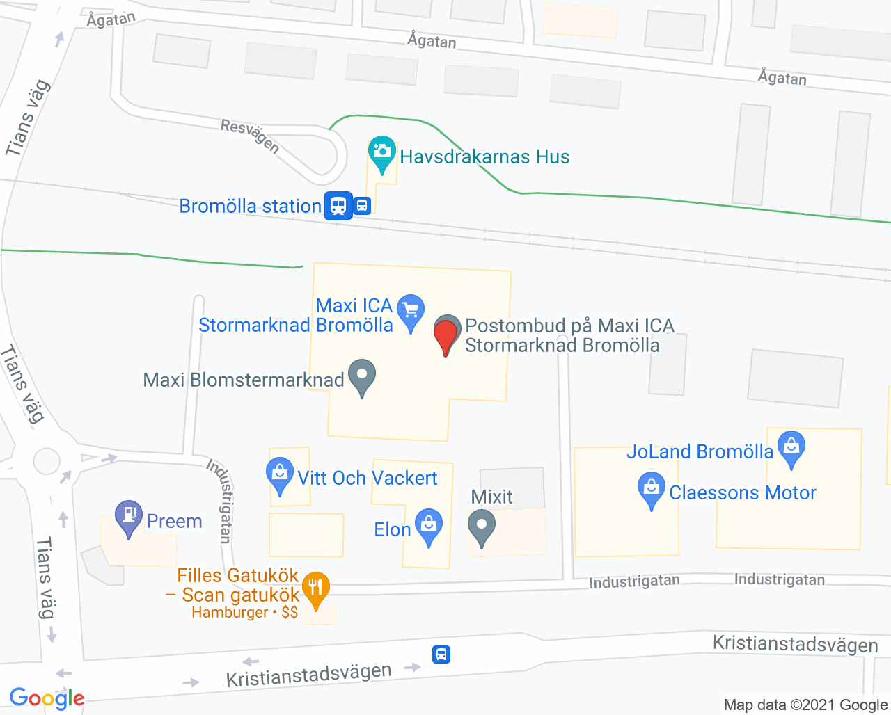 Karta till Blodbussen Bromölla - ICA Maxi