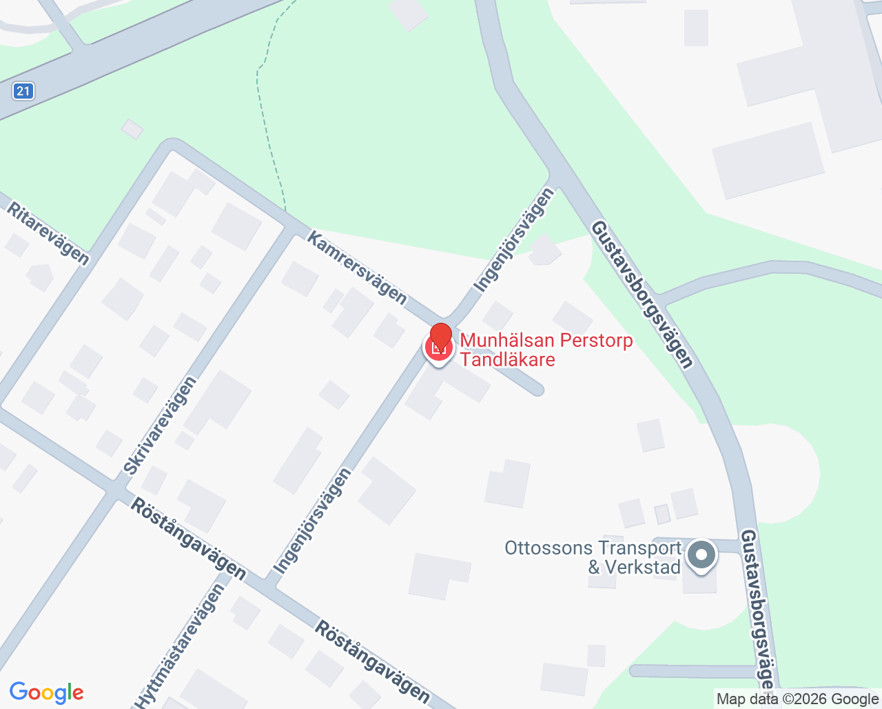 Karta till Munhälsan Perstorp Gustaf Ramsten, Perstorp