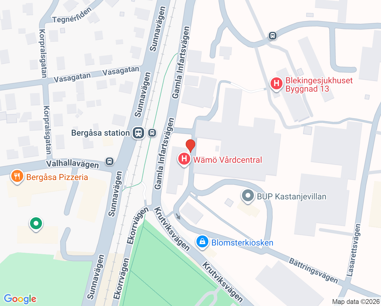 Karta till Barnmorskemottagning Karlskrona
