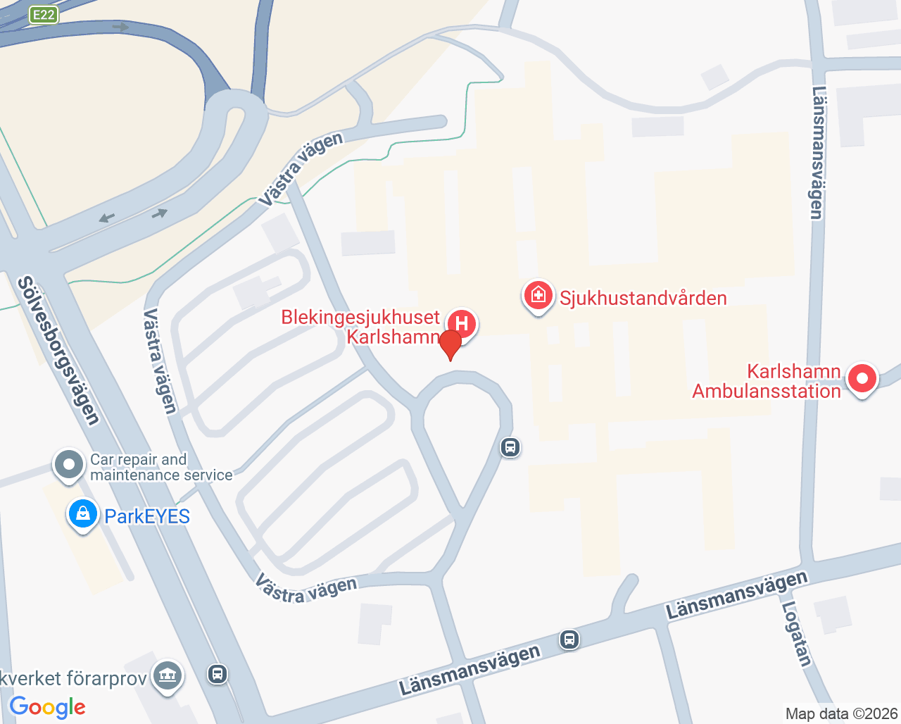 Karta till Neurologimottagning Karlshamn