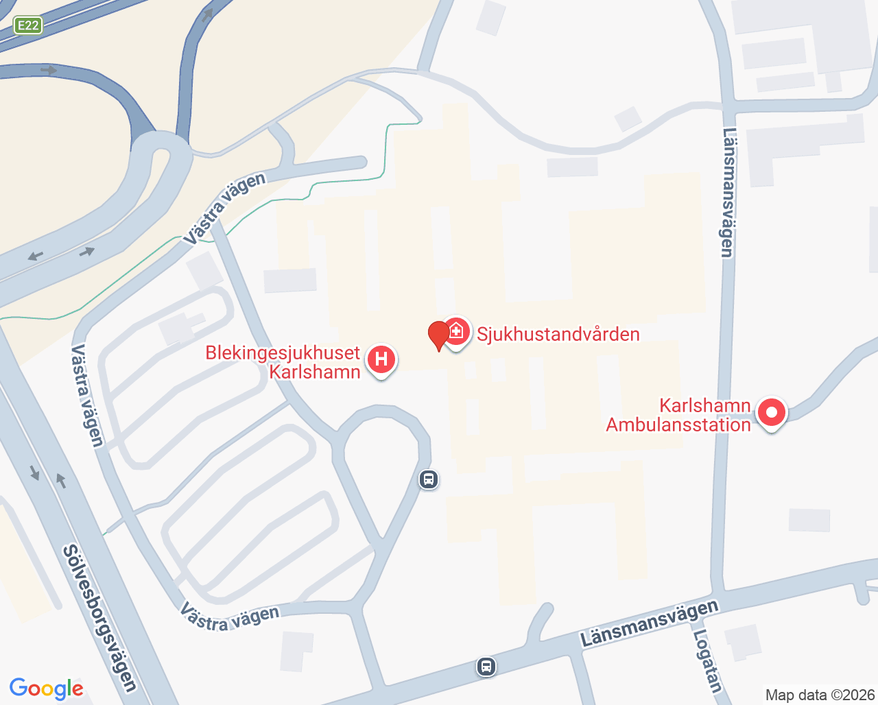 Karta till Barnmorskemottagning Karlshamn