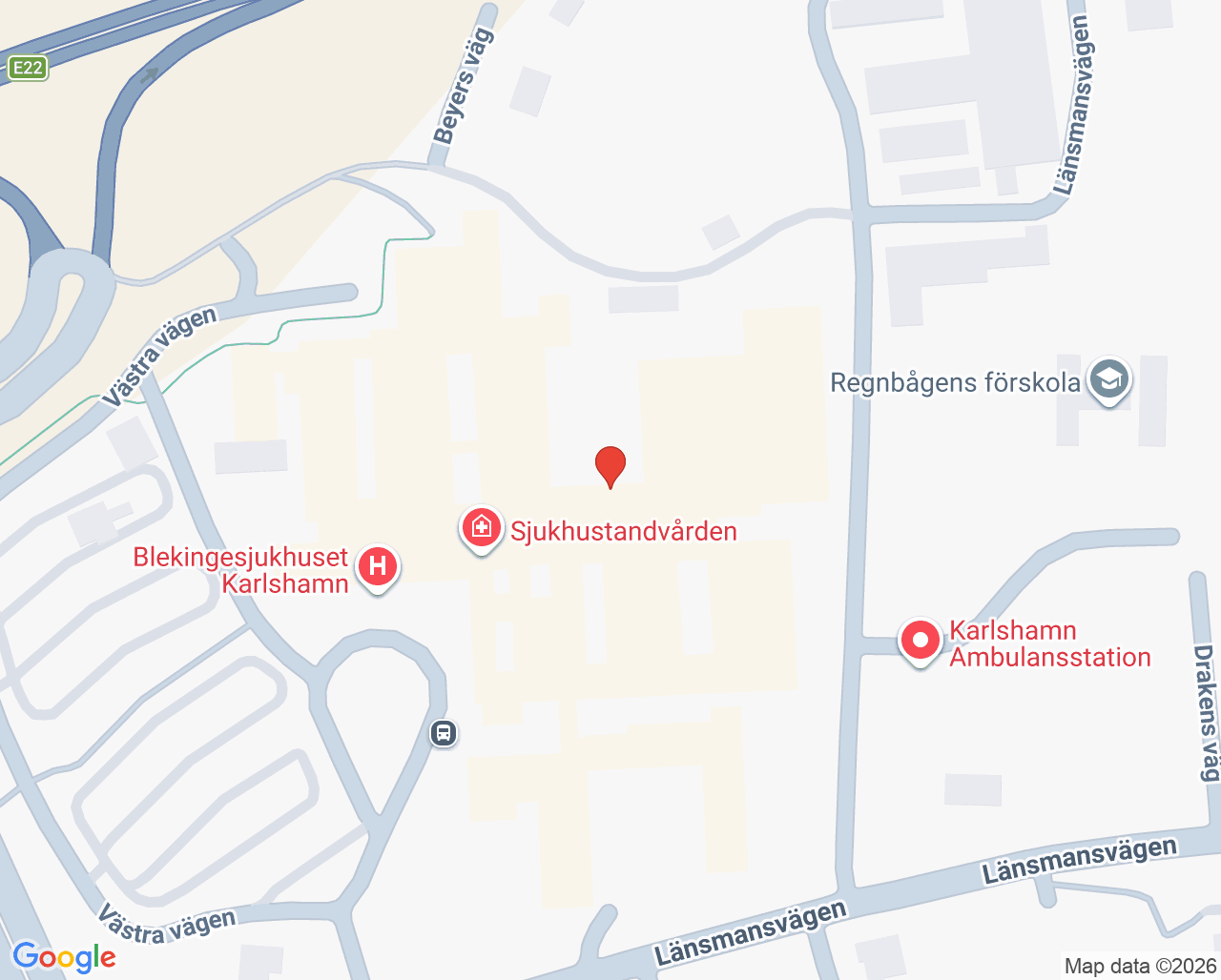Karta till Medicinavdelning 9, Karlshamn