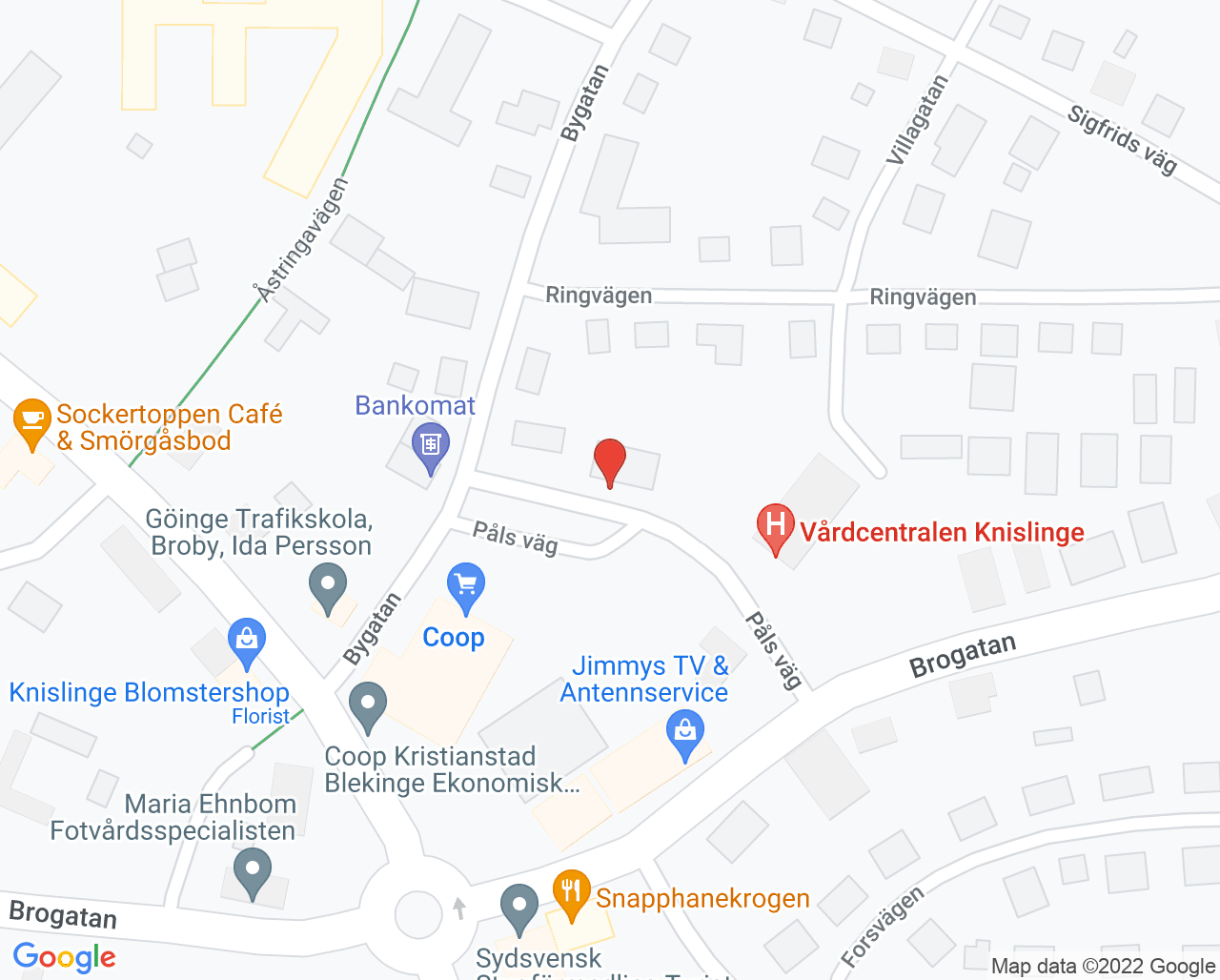 Karta till Göinge Privattandvård Knislinge, Knislinge