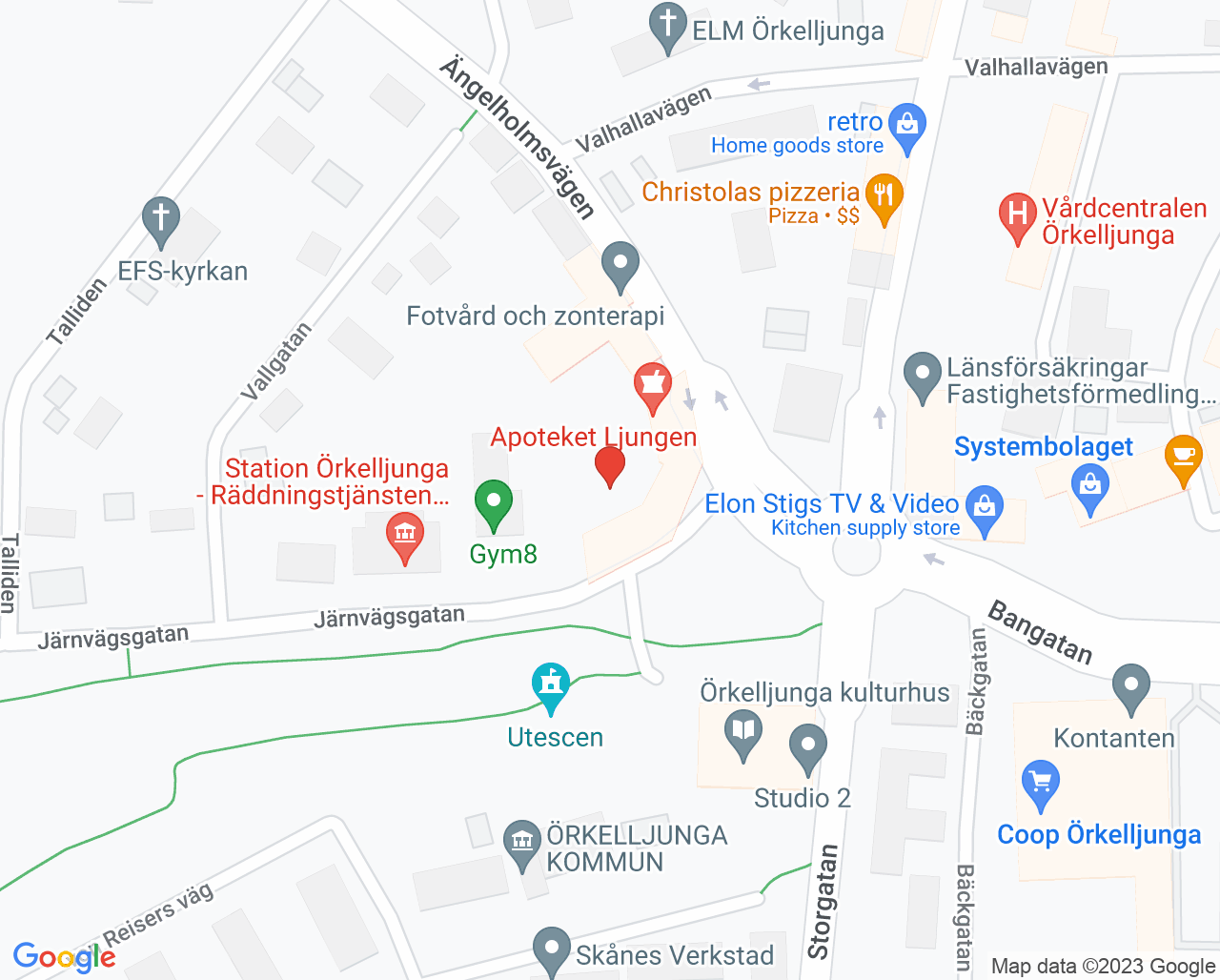 Karta till Tandhälsan Örkelljunga, Örkelljunga