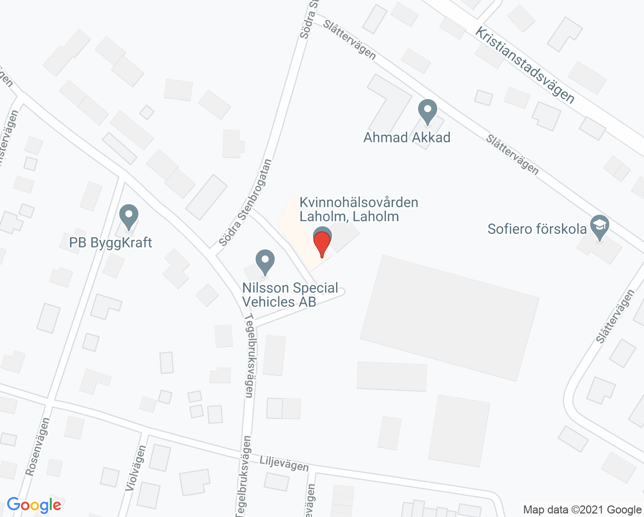 Karta till Barnhälsovårdspsykologmottagningen Centrum Laholm