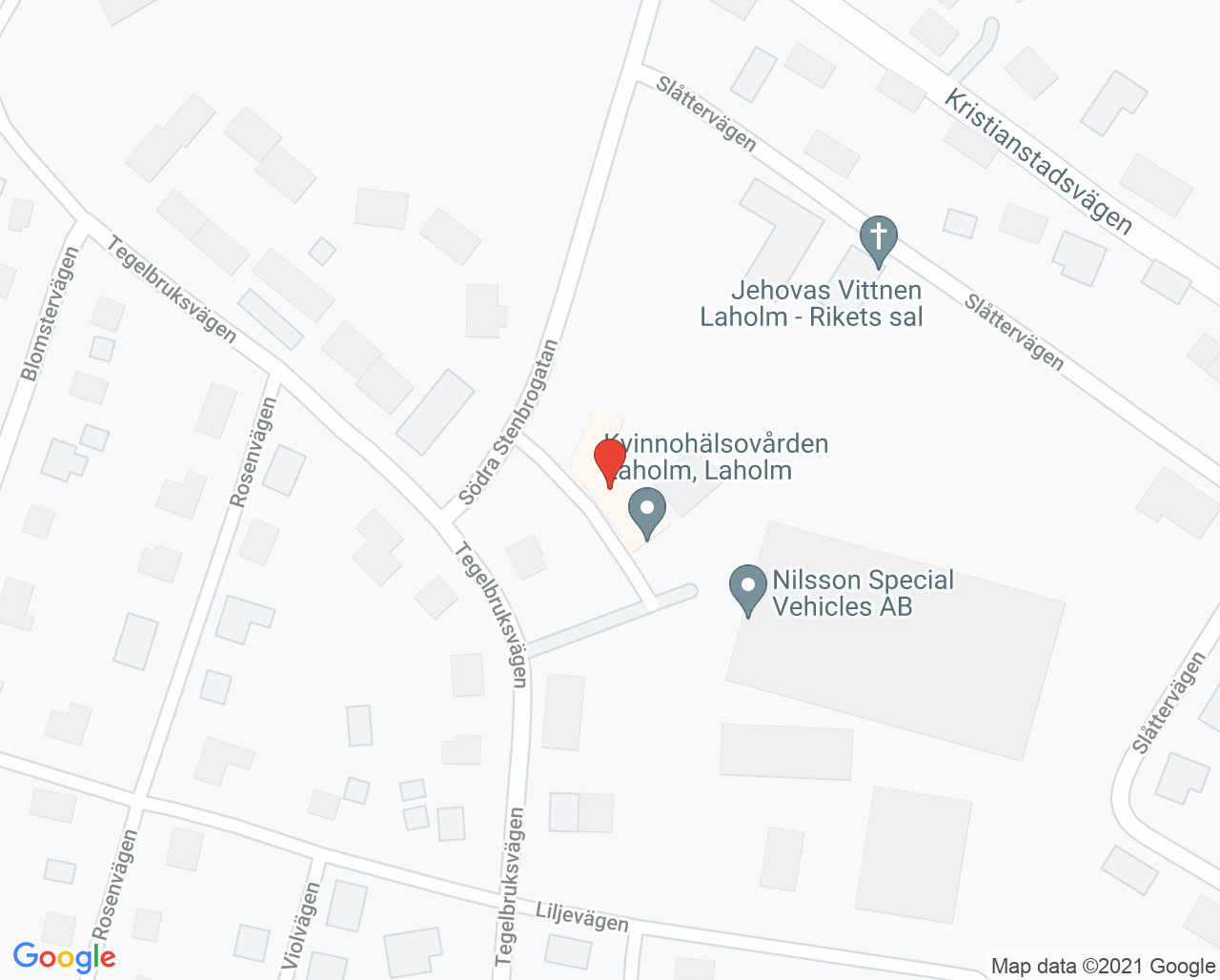 Karta till Logopedimottagningen Laholm