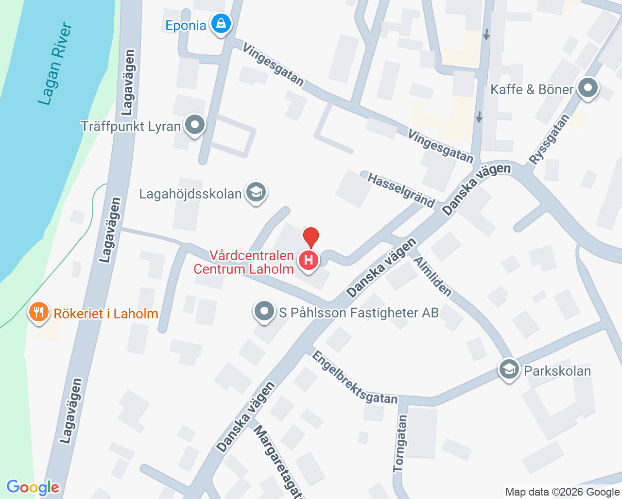Karta till Provtagningen Centrum Laholm