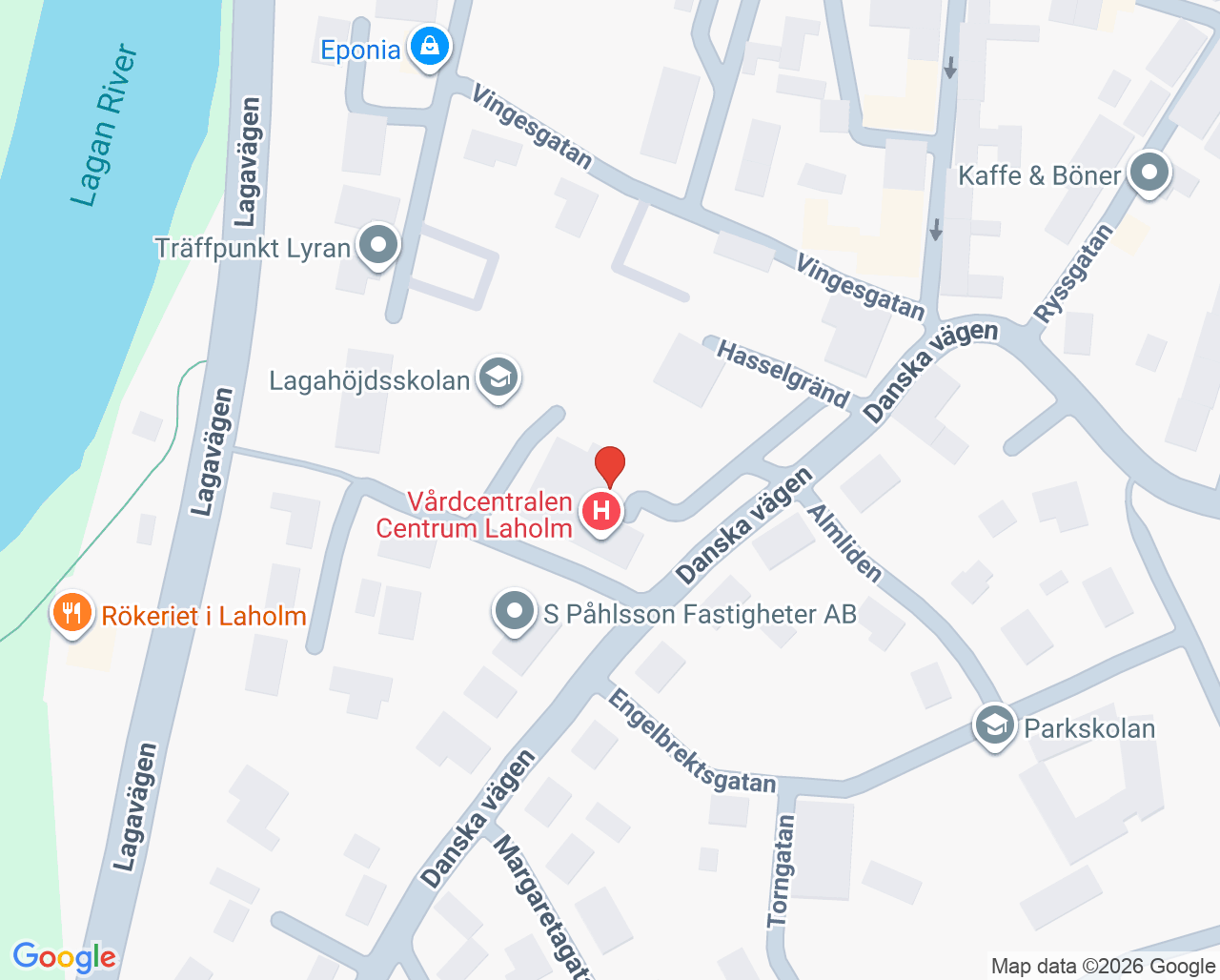 Karta till Psykosociala mottagningen Centrum Laholm