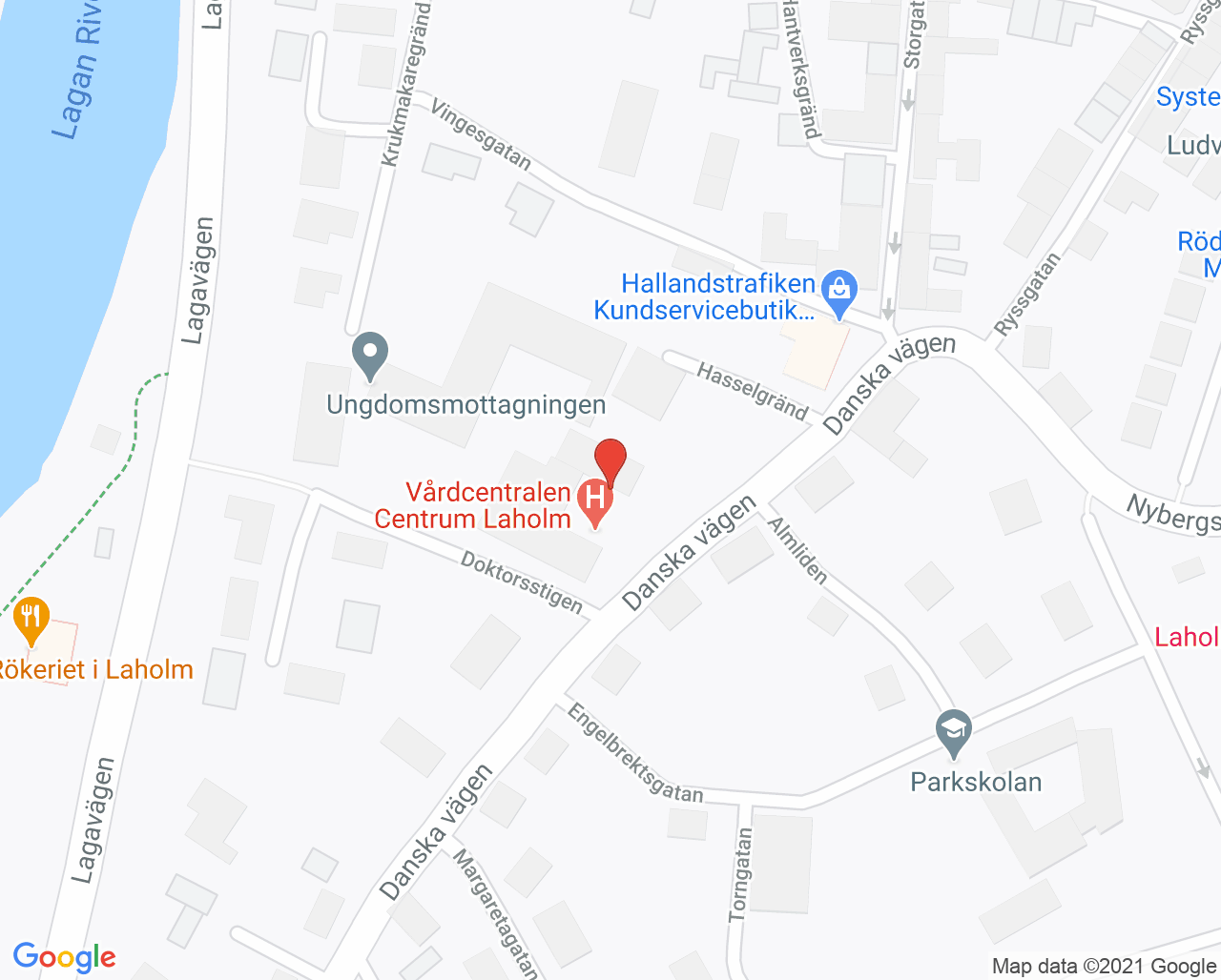 Karta till Ungdomsmottagningen Laholm