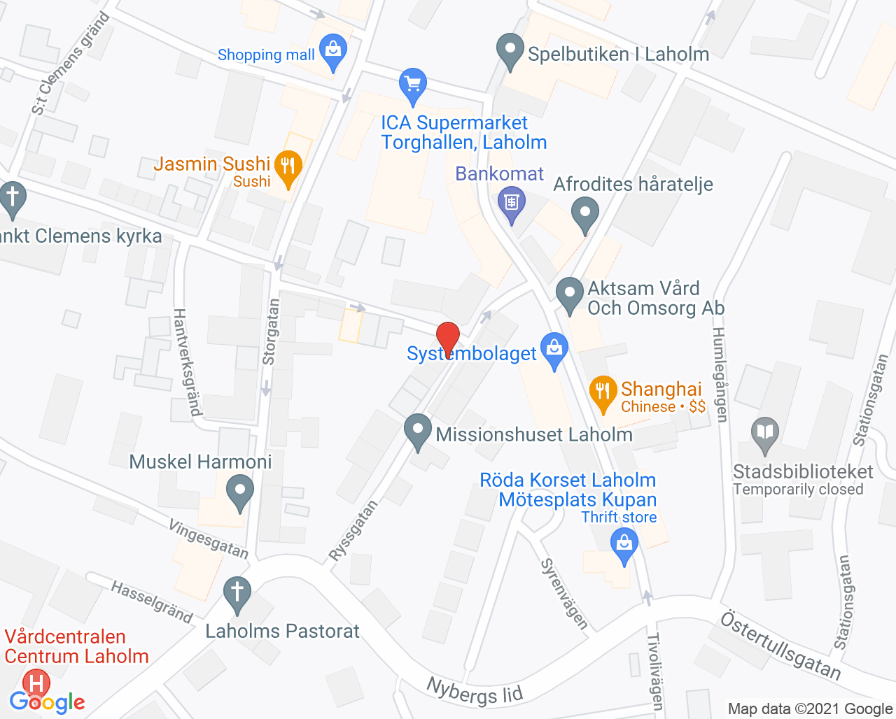 Karta till Östertullskliniken Tandläkarna Swanberg AB, Laholm