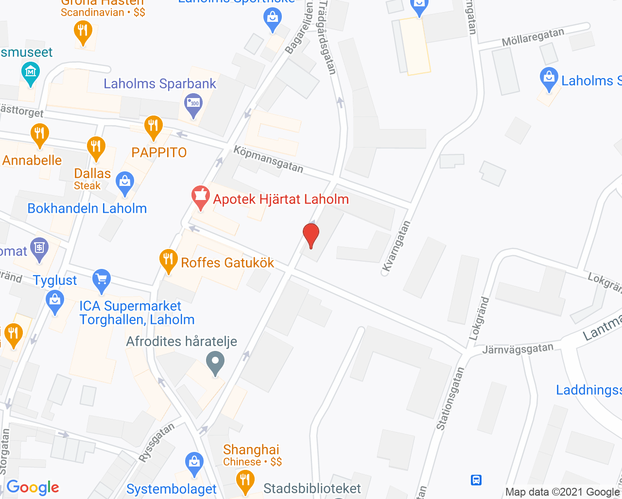 Karta till Laholms Tandvårdsklinik, Laholm