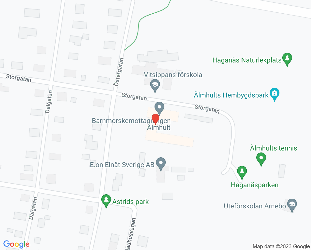 Karta till Barnmorskemottagningen Älmhult, Familjecentralen Älmhult