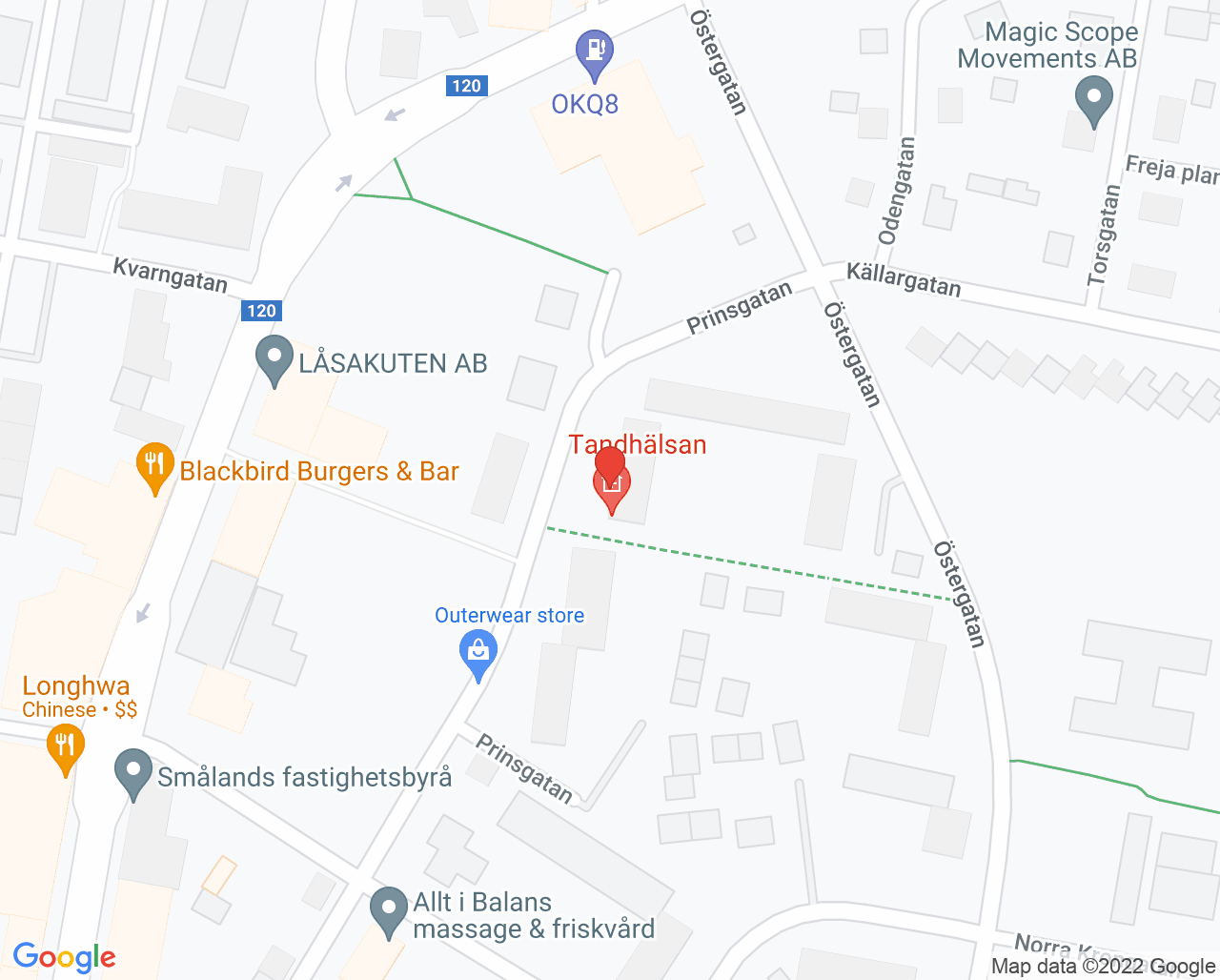 Karta till Tandhälsan Kronoberg