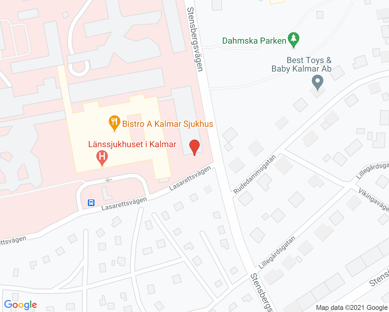 Karta till Obduktion och bårhus Kalmar