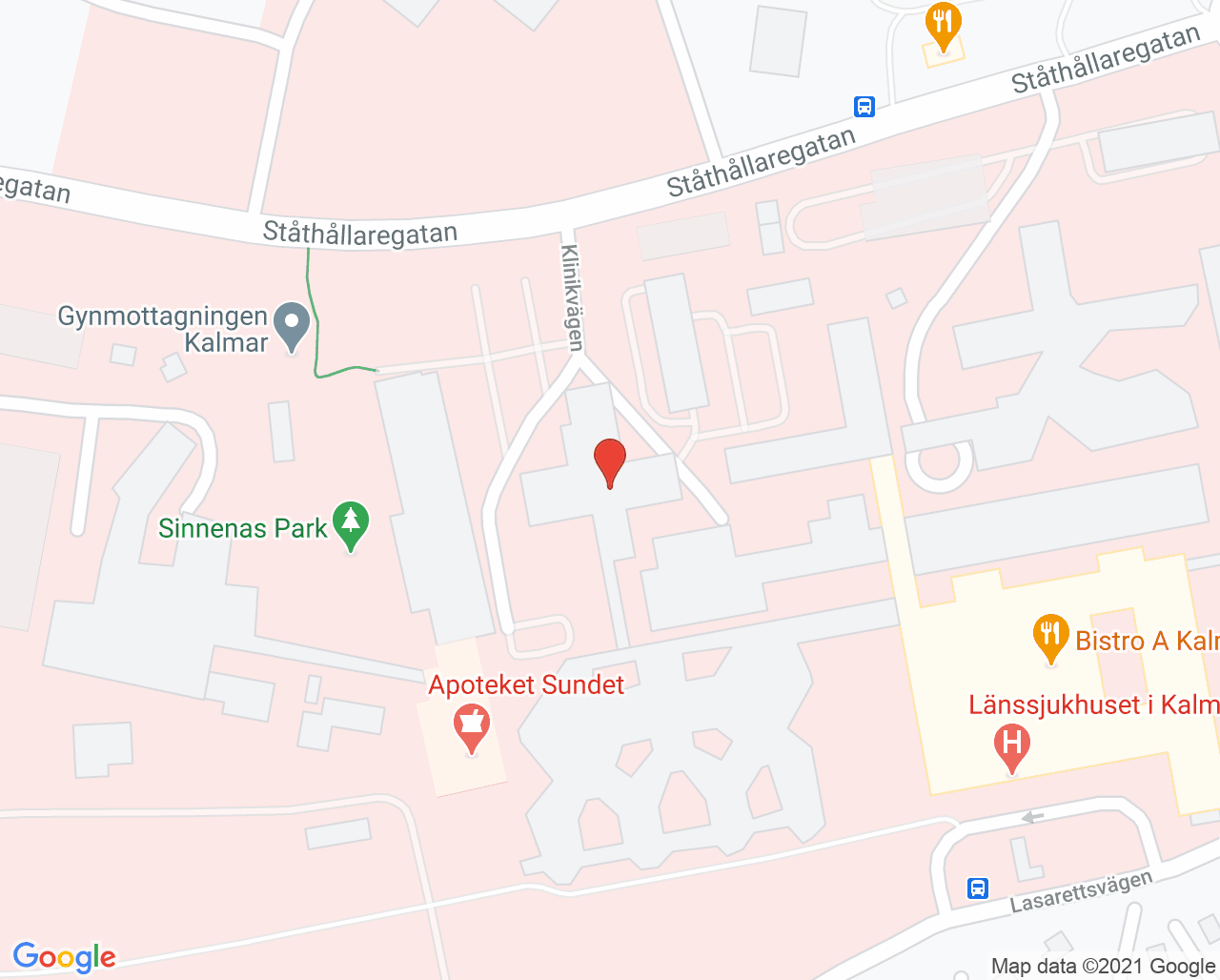 Karta till Samvårdsavdelning 39 infektion och ÖNH Kalmar