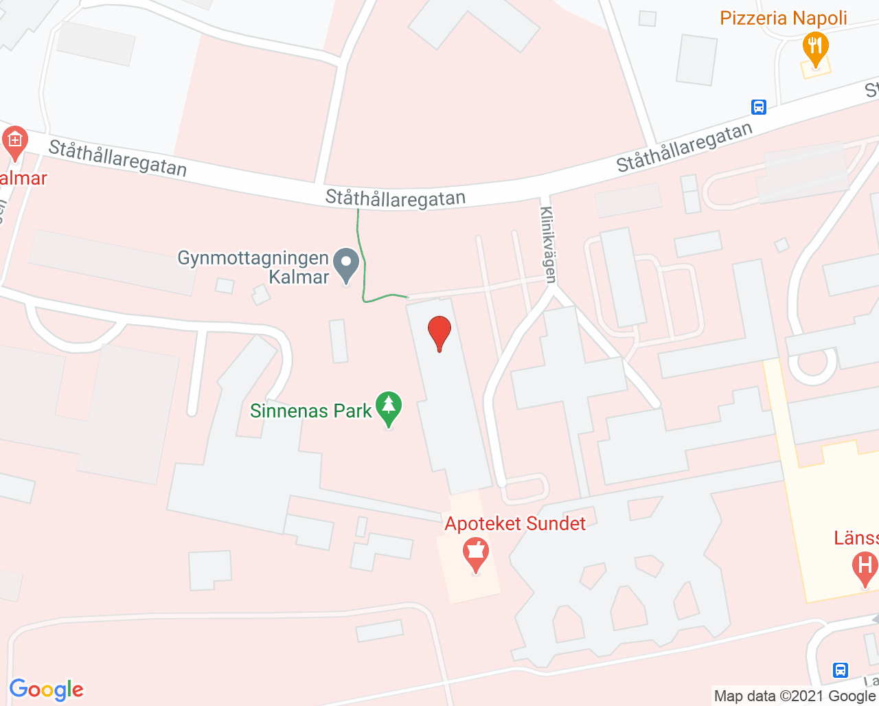 Karta till Patienthotellet Kalmar