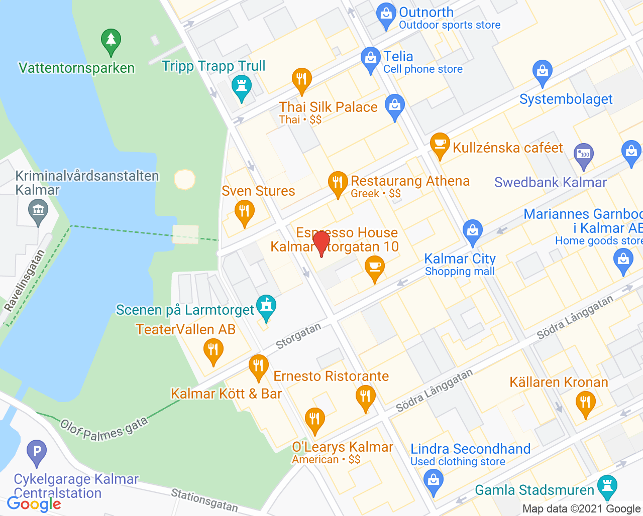 Karta till Kalmar privata gynekologmottagning, Kalmar