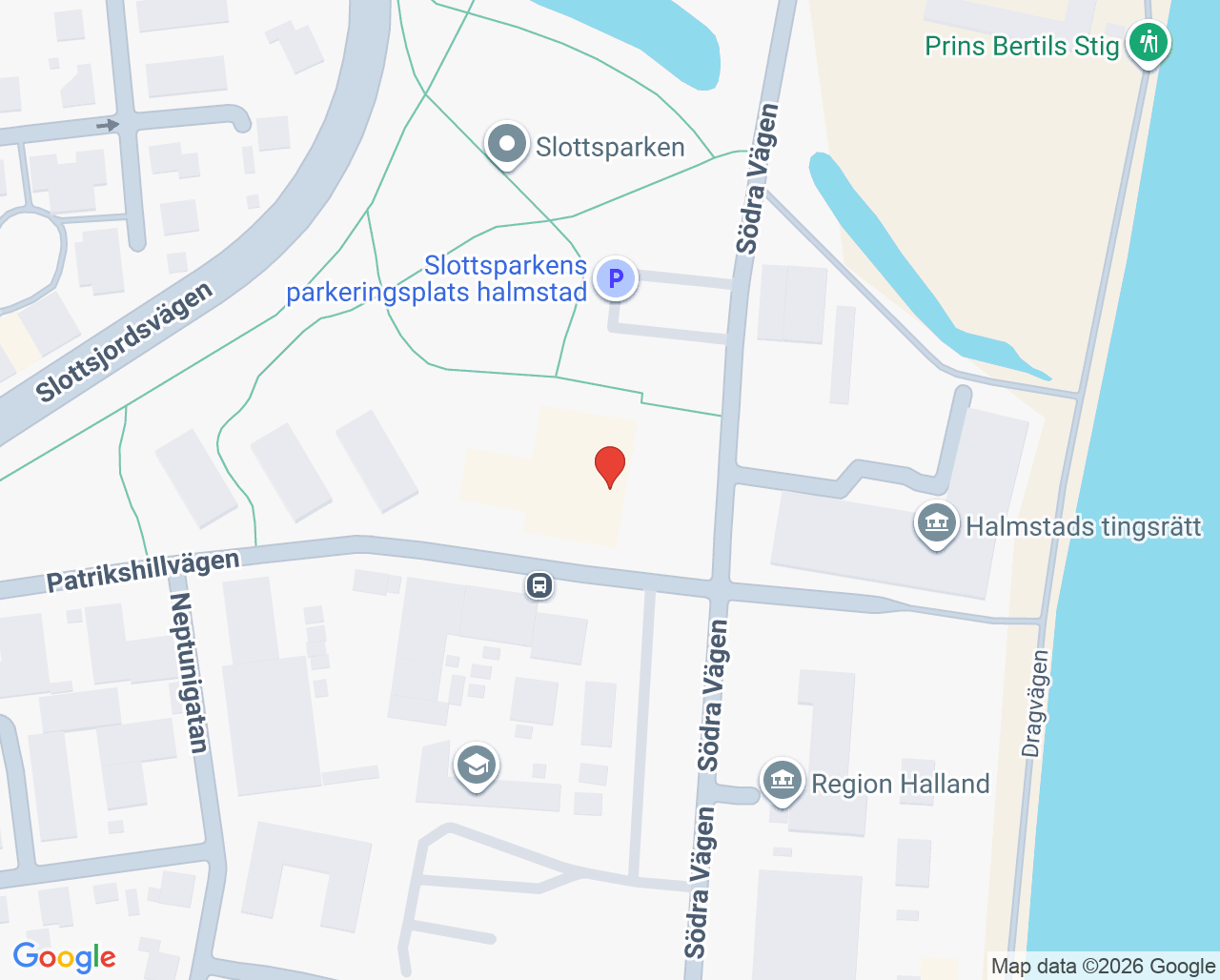 Karta till HE - Slottsparken äldreboende, Halmstad