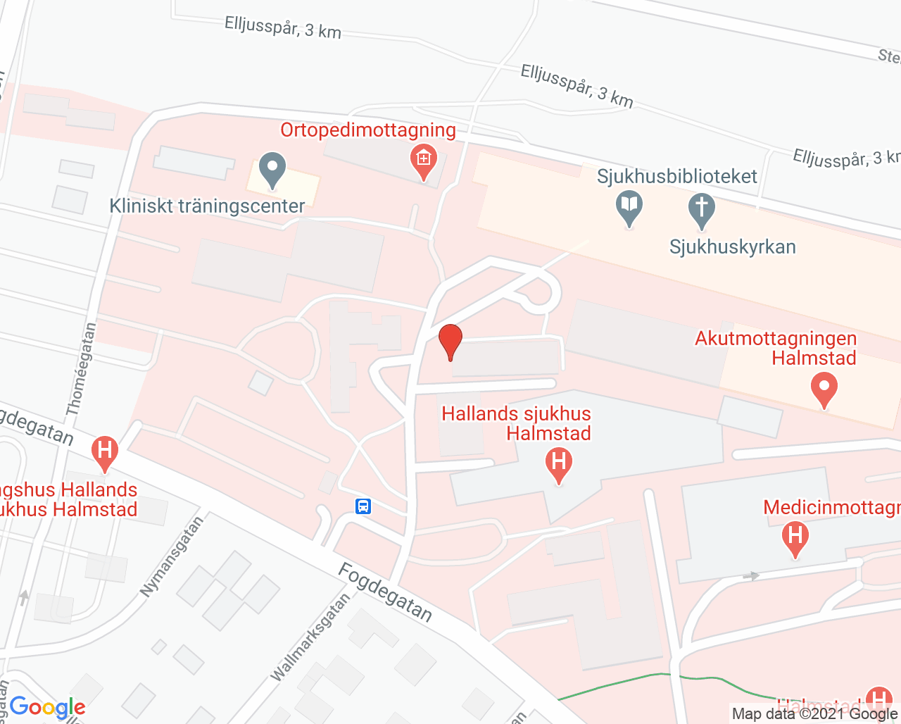 Karta till Klinisk kemi och transfusionsmedicin Halland, Halmstad