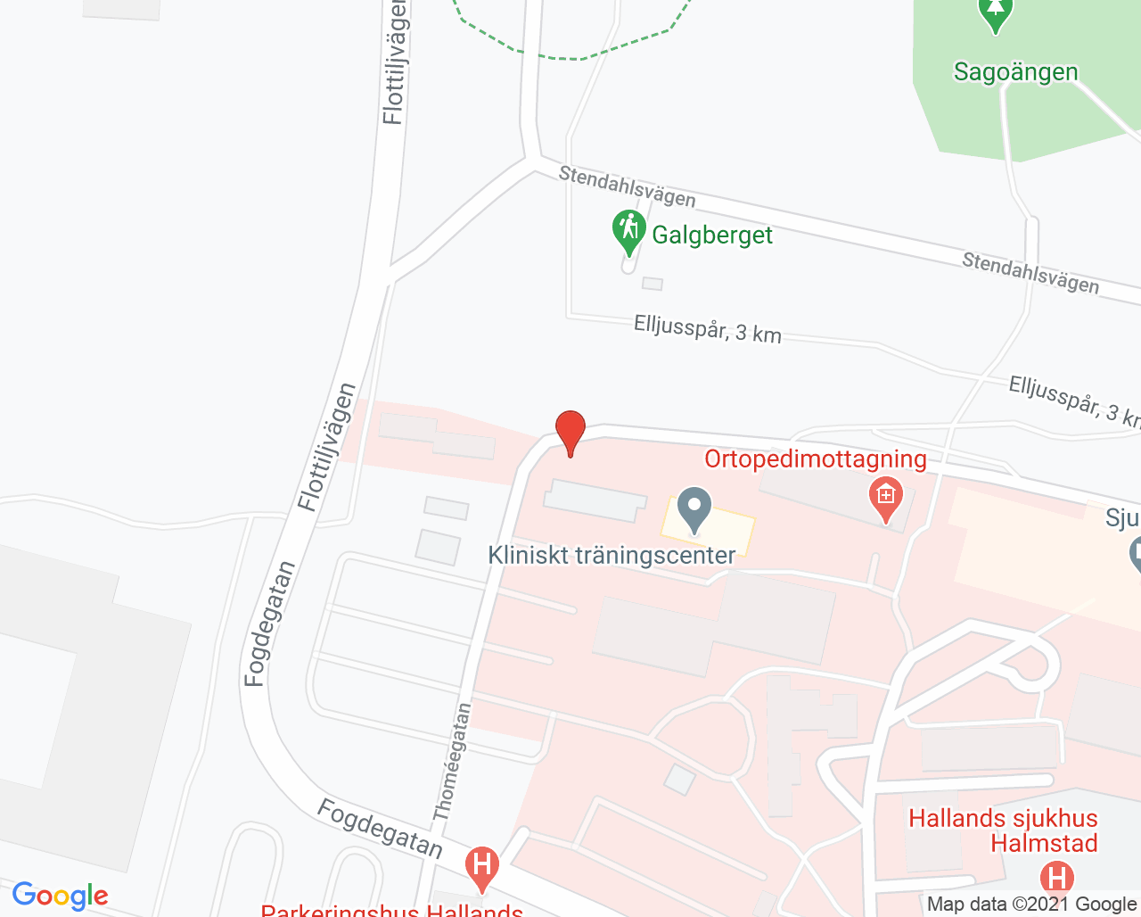 Karta till Administration Psykiatri heldygnsvård, Halmstad