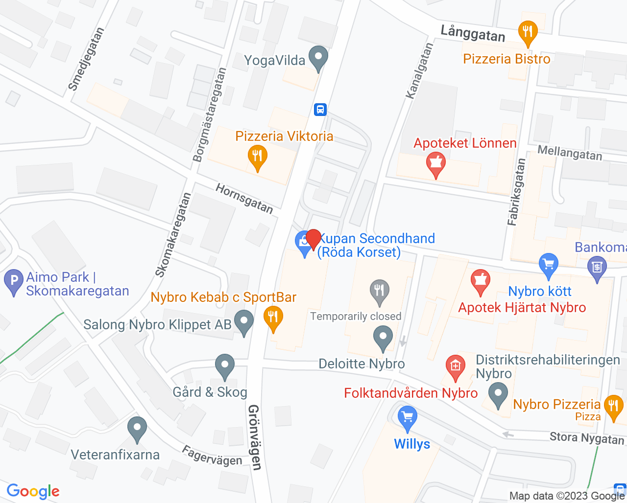 Karta till Kry Fysioterapi Nybro