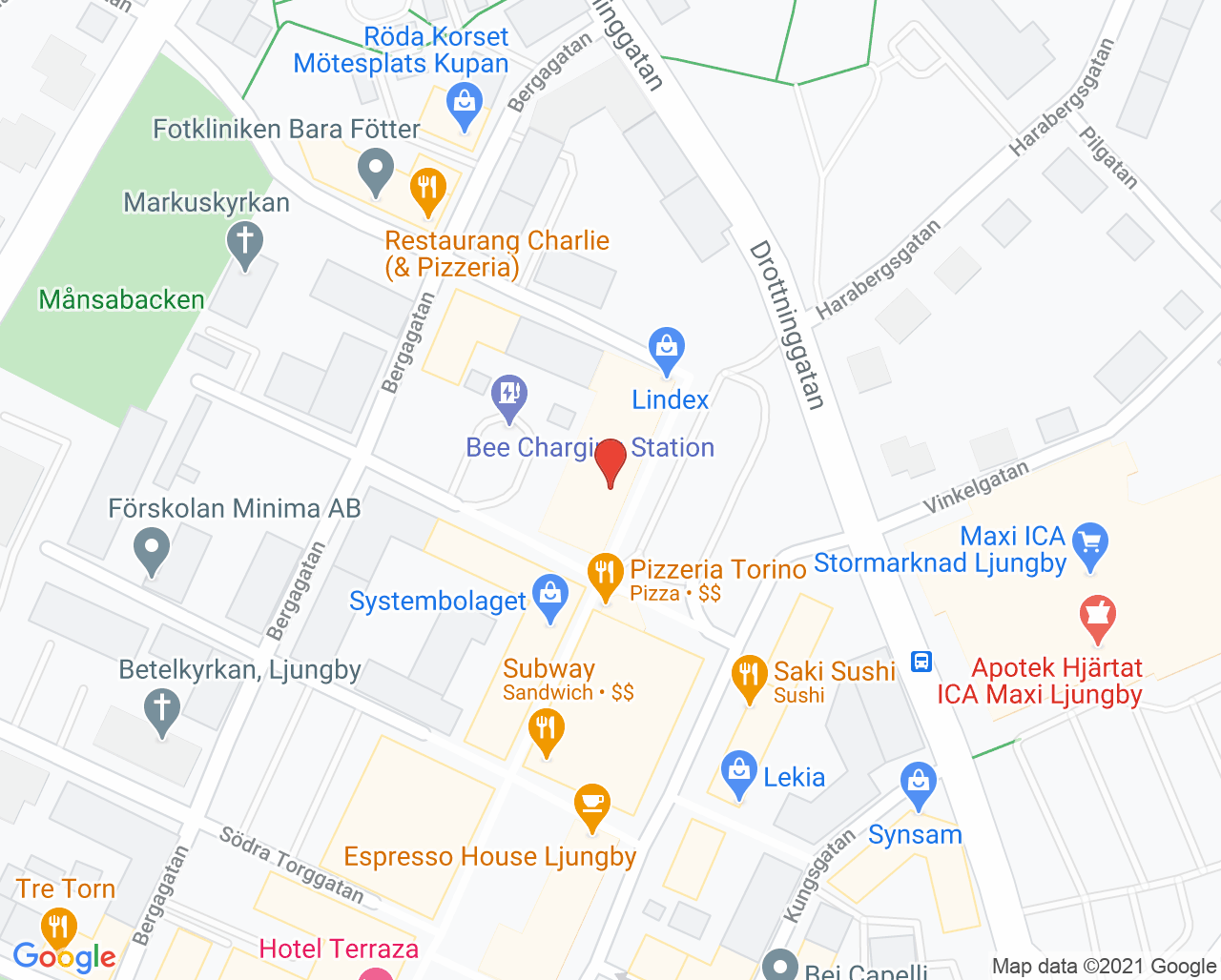 Karta till Barnavårdscentralen Sländan Ljungbys familjecentral, Ljungby