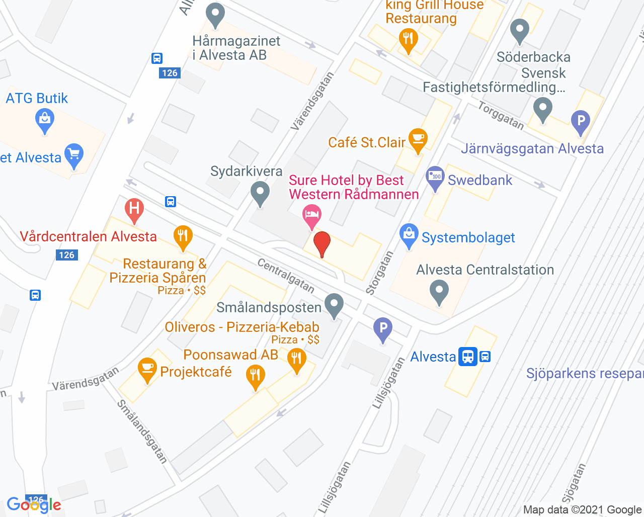 Karta till Barnmorskemottagningen Alvesta, Alvesta
