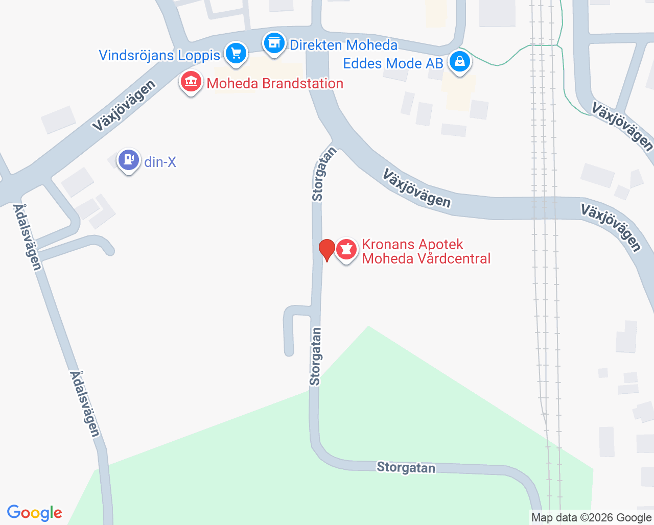 Karta till Moheda primärvårdsrehab, Moheda