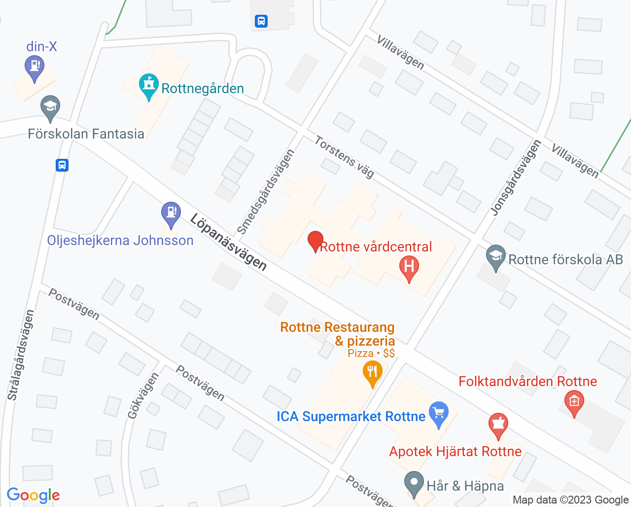 Karta till Barnavårdscentralen Rottne, Vårdcentralen Rottne