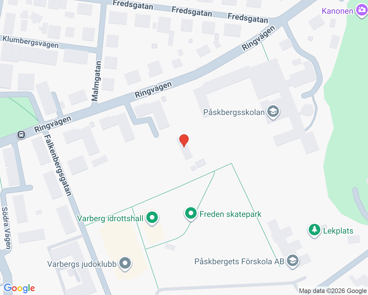 Karta till Höjden hemtjänst, Varberg