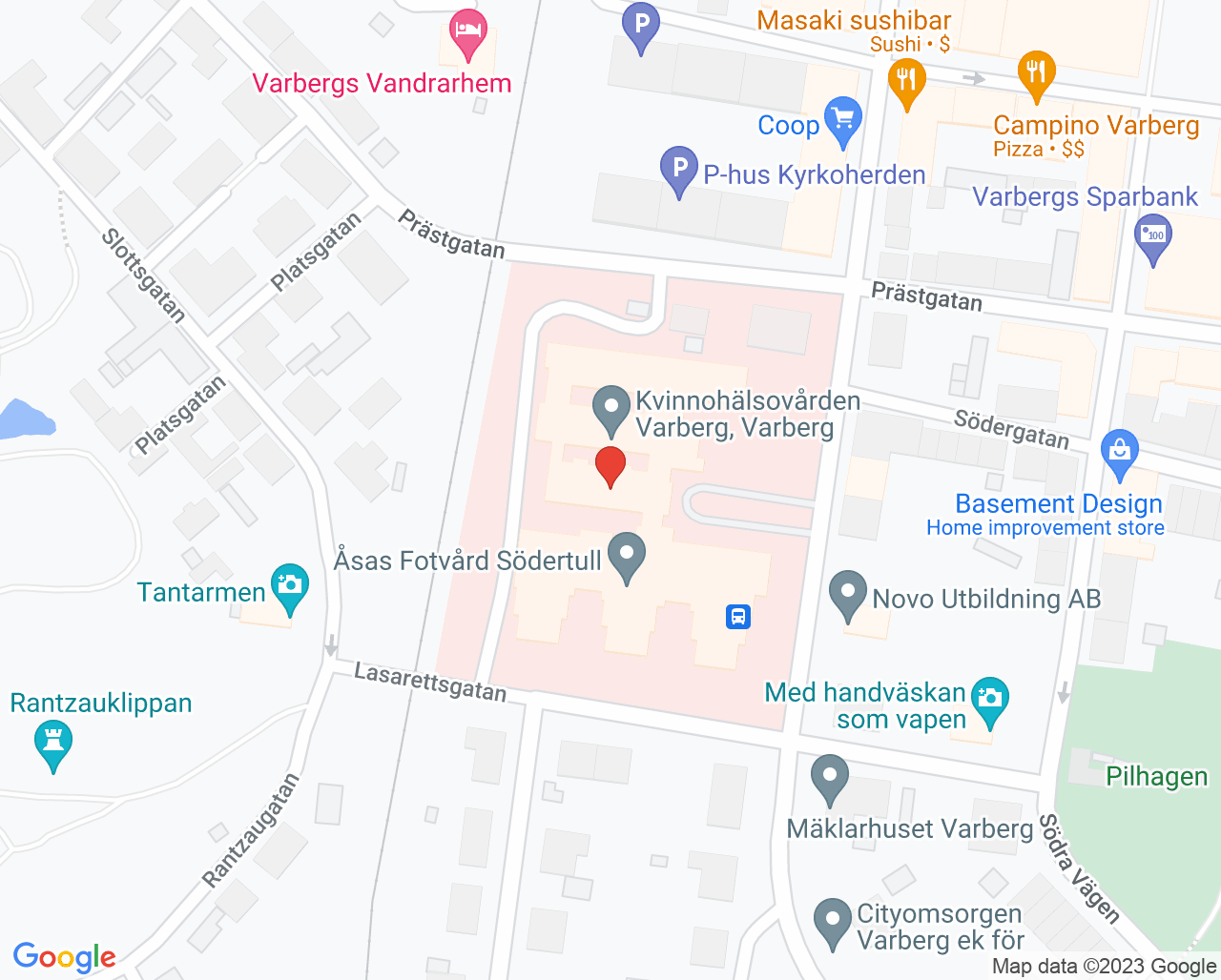 Karta till Barnavårdscentralen Västra Vall, Varberg