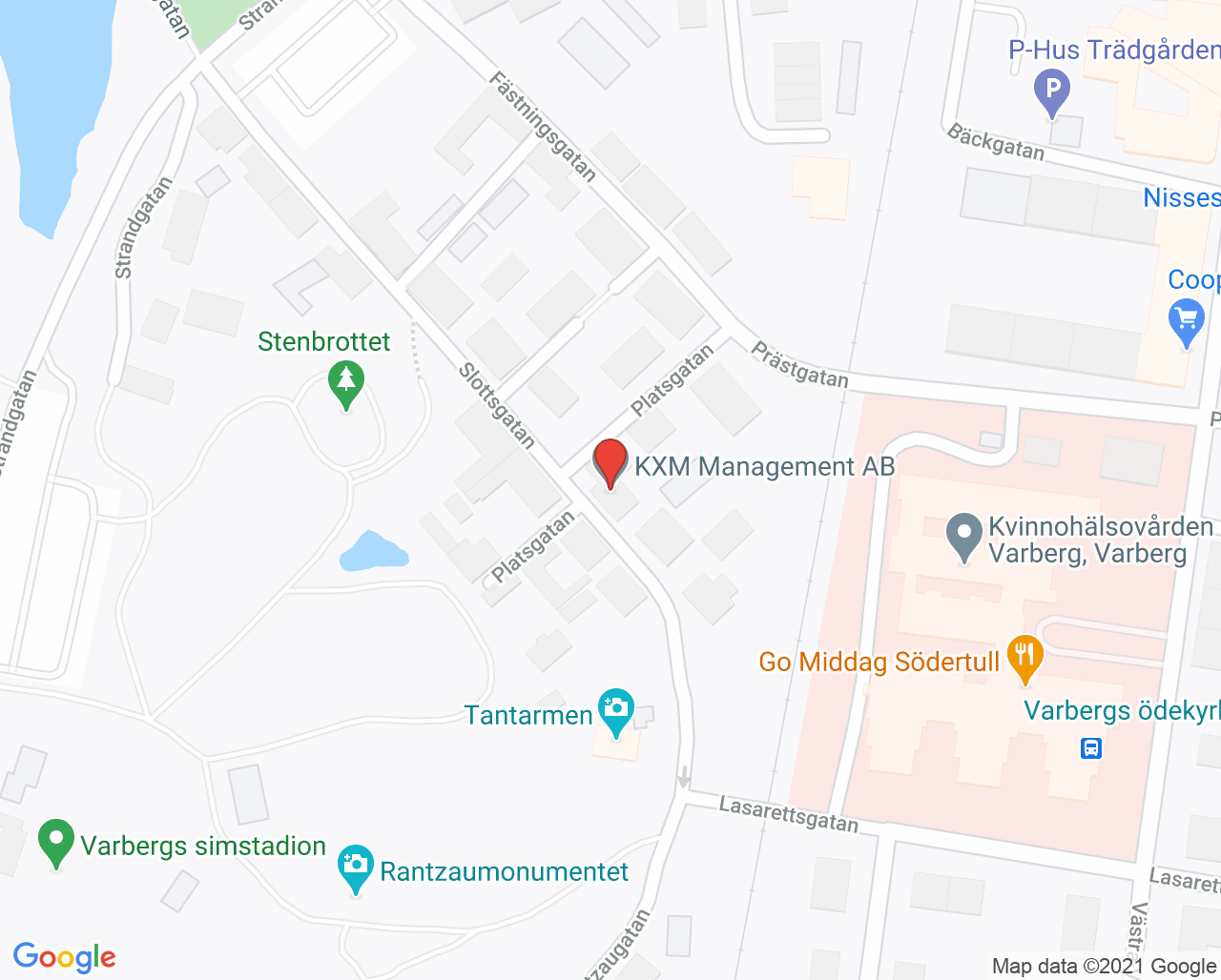 Karta till Barnavårdscentralen Husläkarna Varmbadhuset Varberg