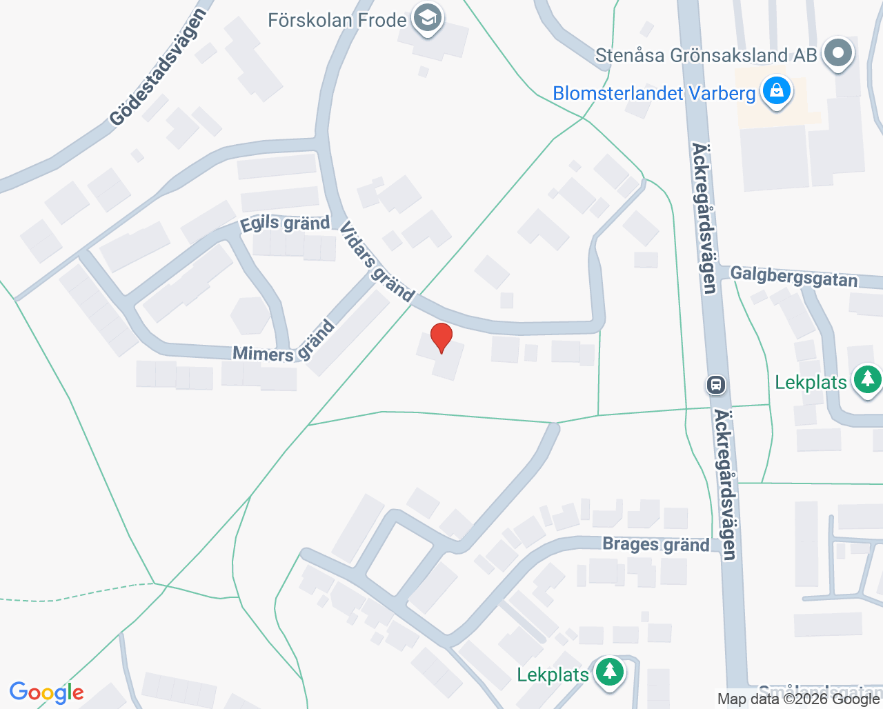 Karta till Vidars Gränd, Varberg