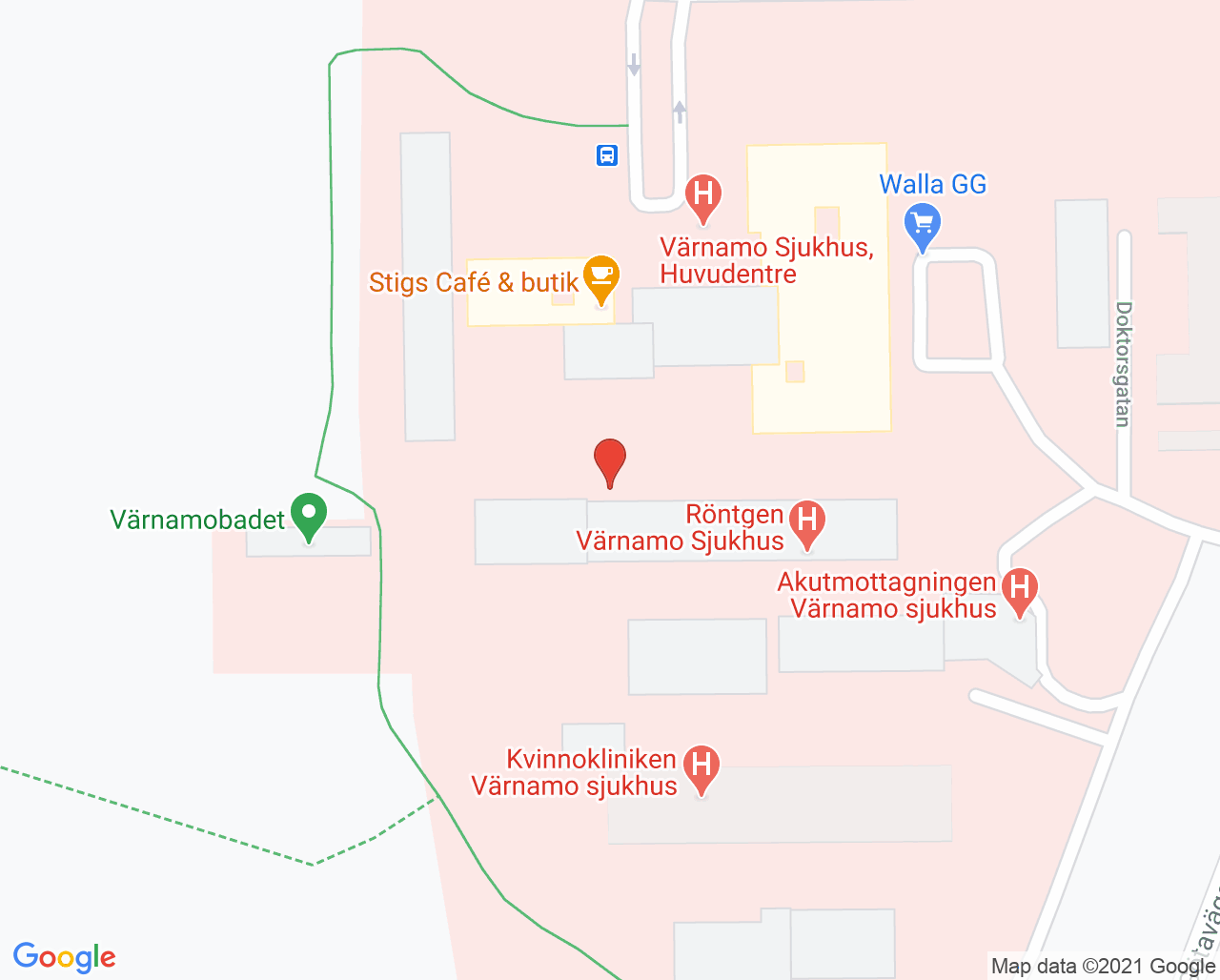 Karta till Psykiatrisk mottagning 2 Värnamo sjukhus