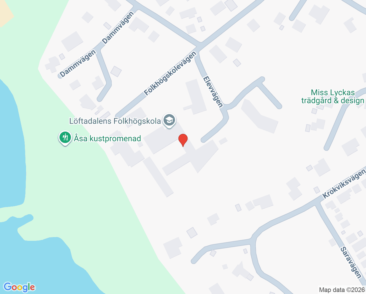 Karta till Löftadalens folkhögskola elevresurs, Åsa