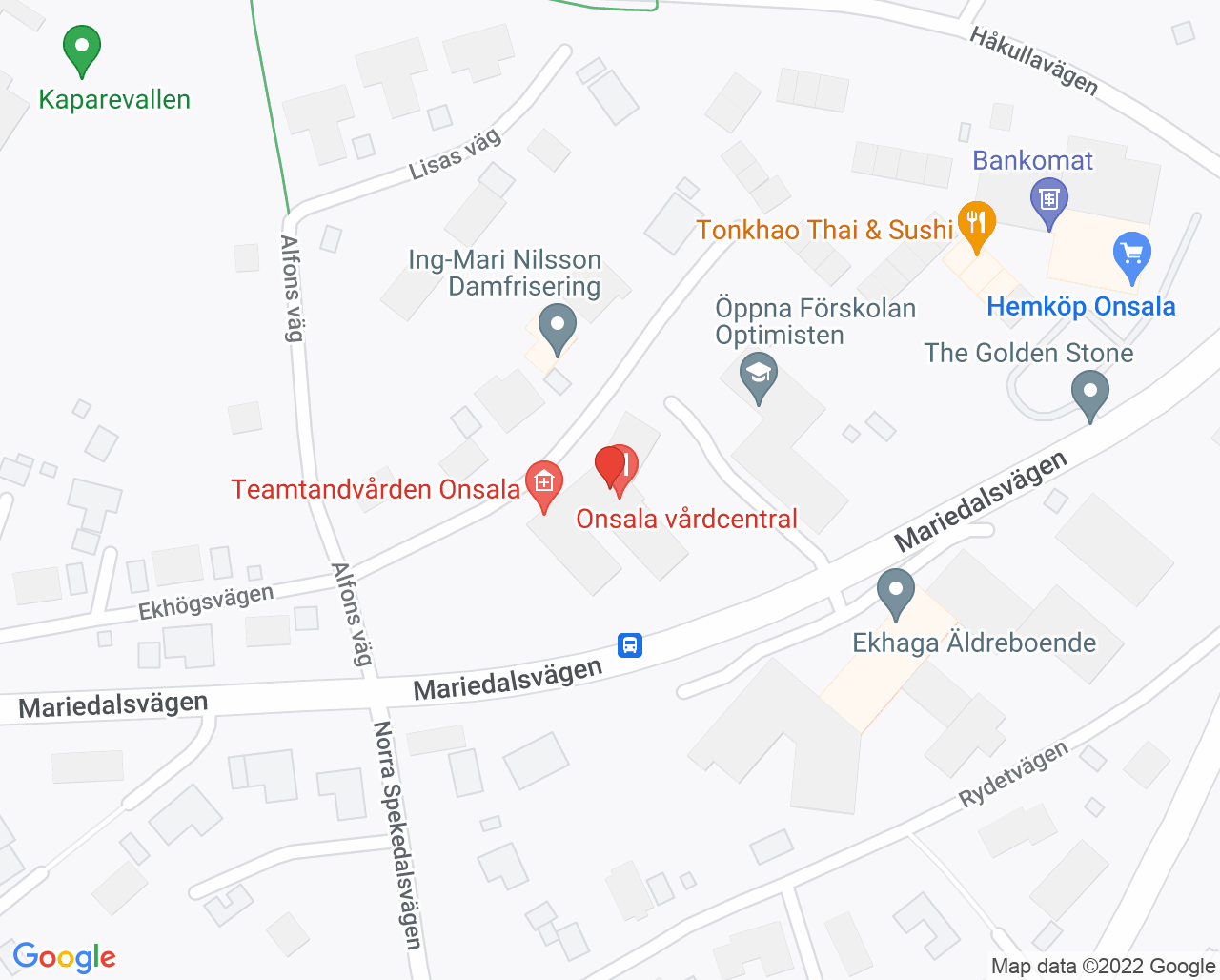 Karta till Undersköterskemottagningen Onsala