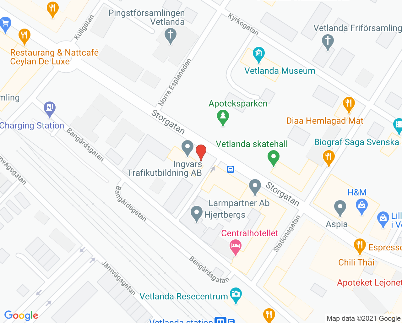 Karta till Grinden Tandvård, Vetlanda