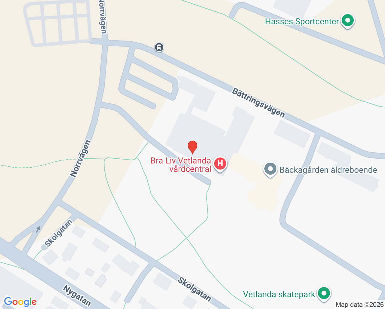 Karta till Mammografivagnen Vetlanda
