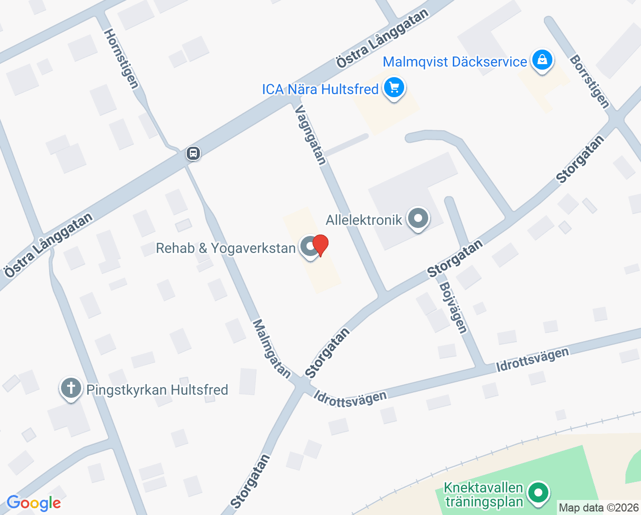 Karta till Rehab & Yogaverkstan i Hultsfred AB, Hultsfred