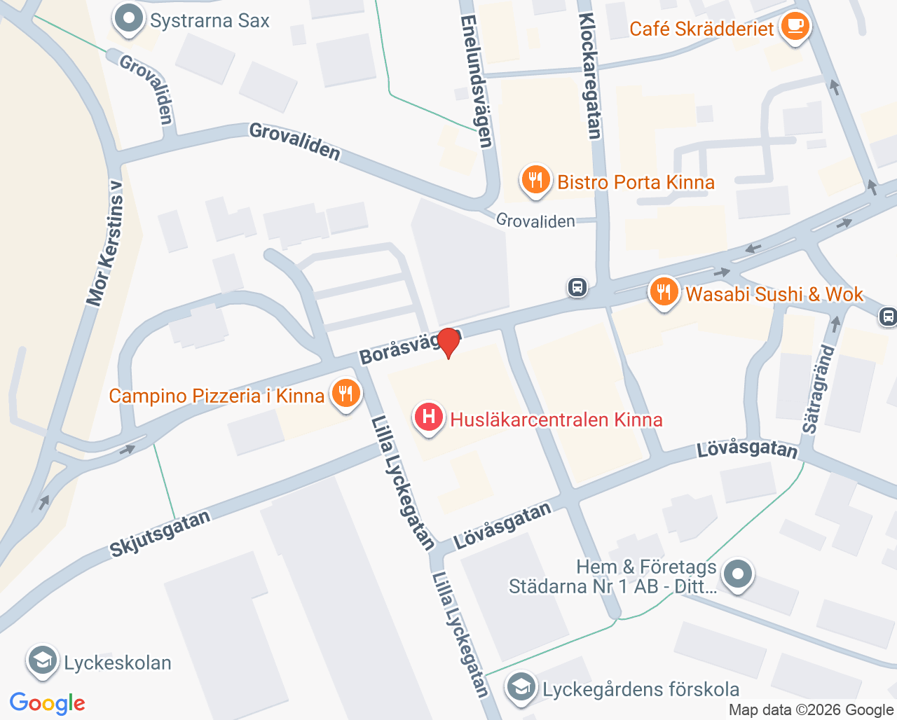 Karta till BVC Husläkarcentralen Kinna, Kinna
