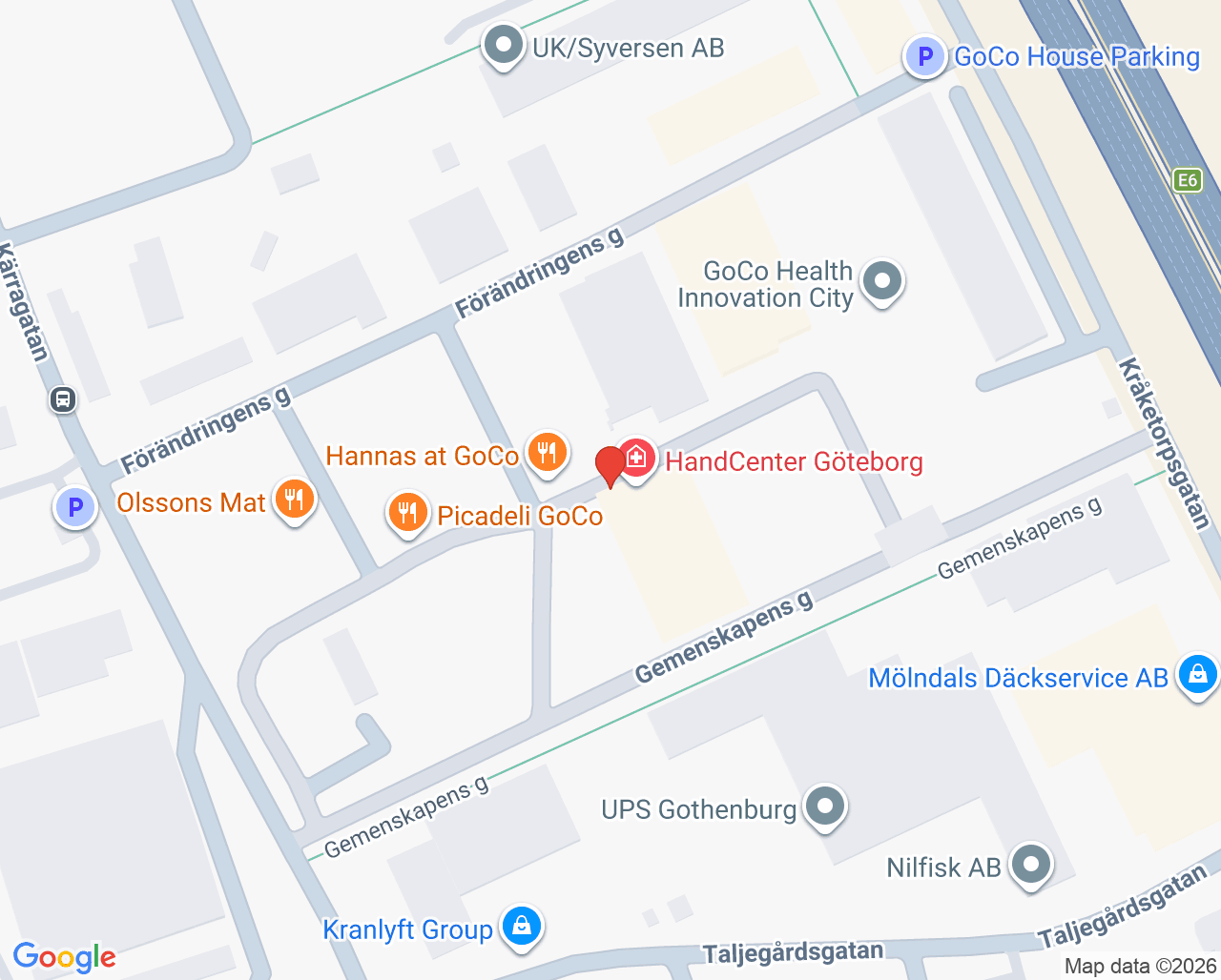 Karta till Evidia Mölndal vid GoCo