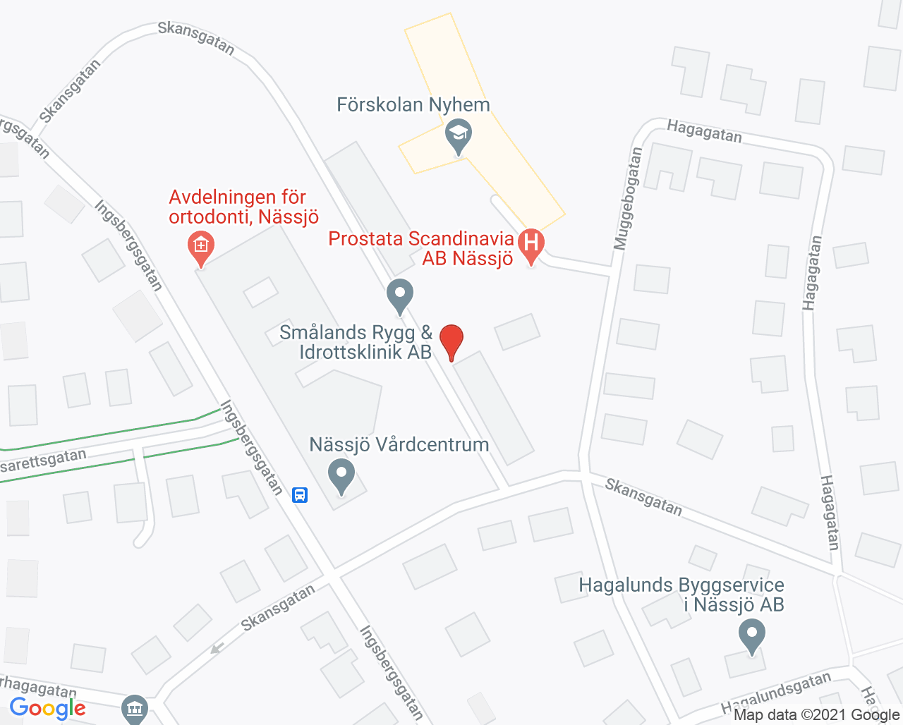 Karta till Barn- och ungdomshälsan Nässjö