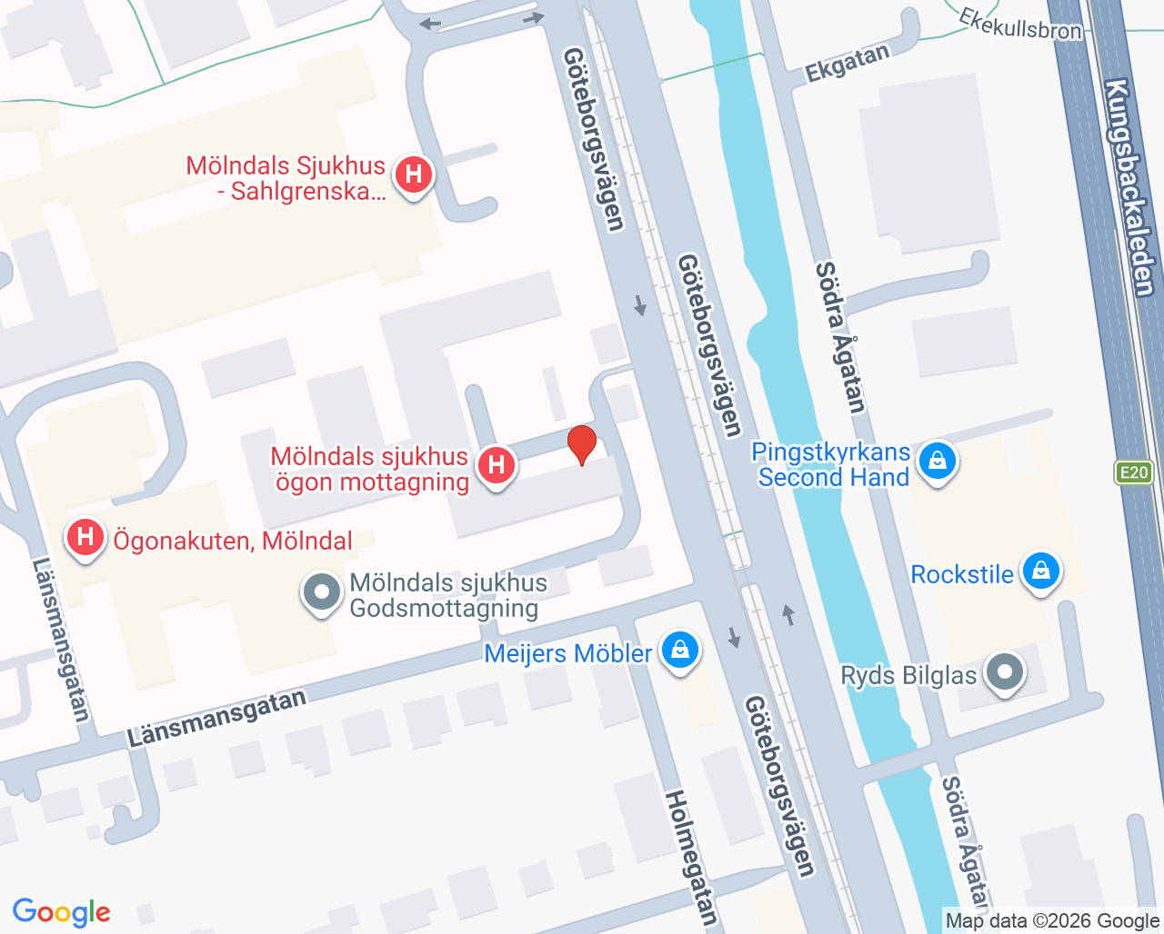 Karta till Ögoninjektionsmottagning Mölndal, Mölndal