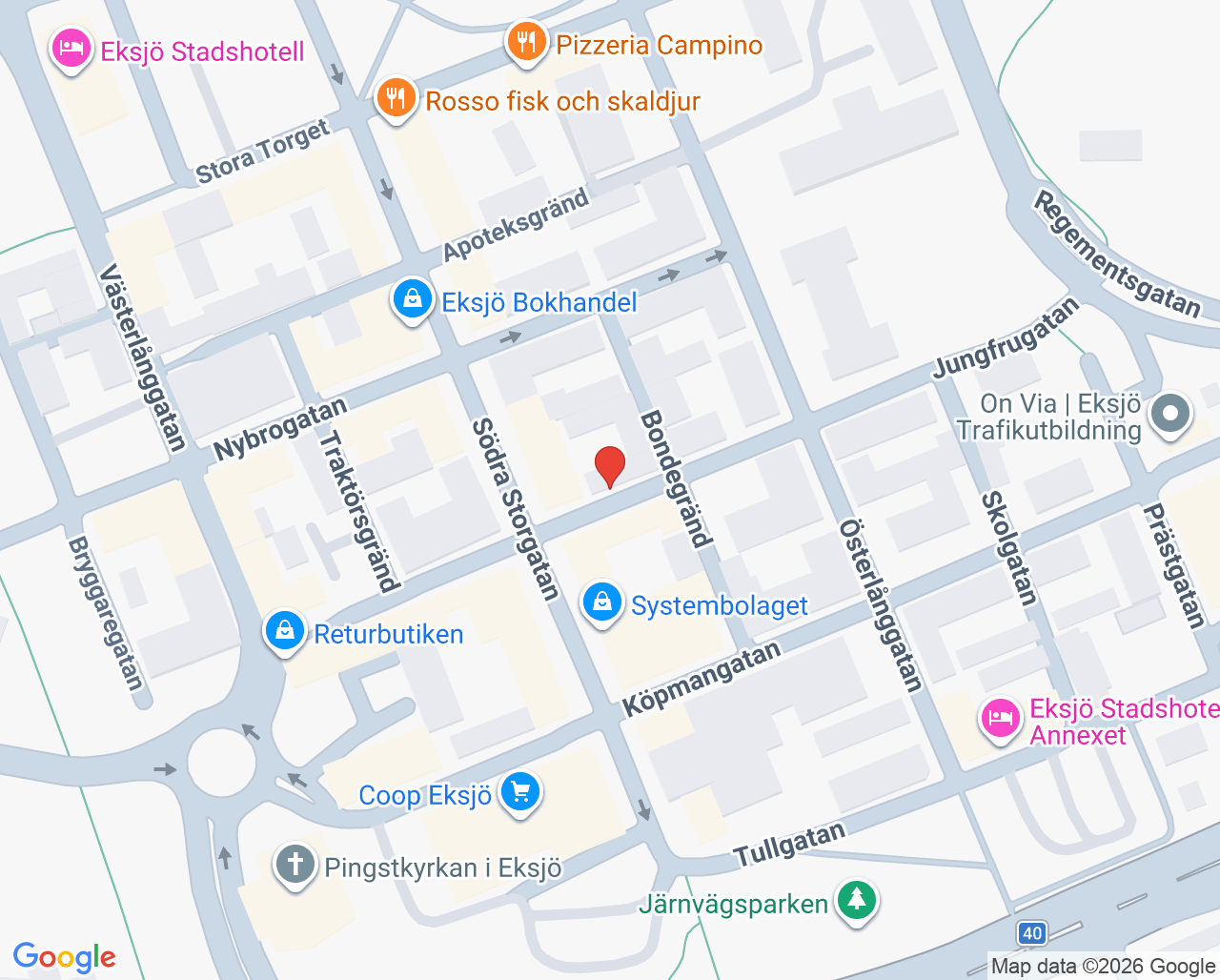 Karta till Tandläkare Anja Minör, Eksjö