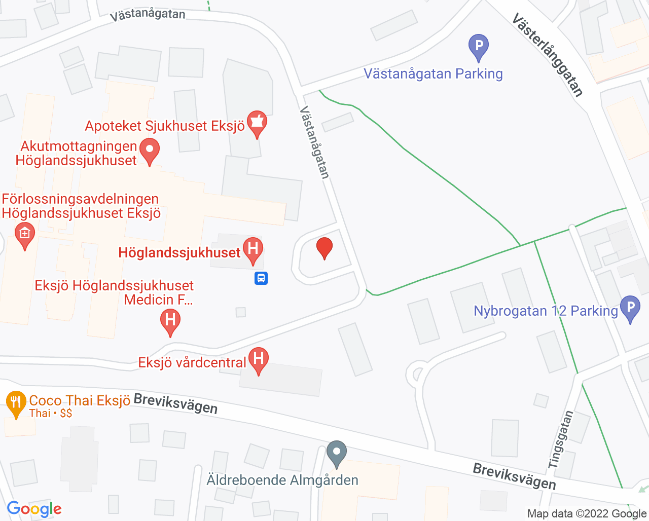 Karta till SSIH Eks, Höglandssjukhuset Eksjö
