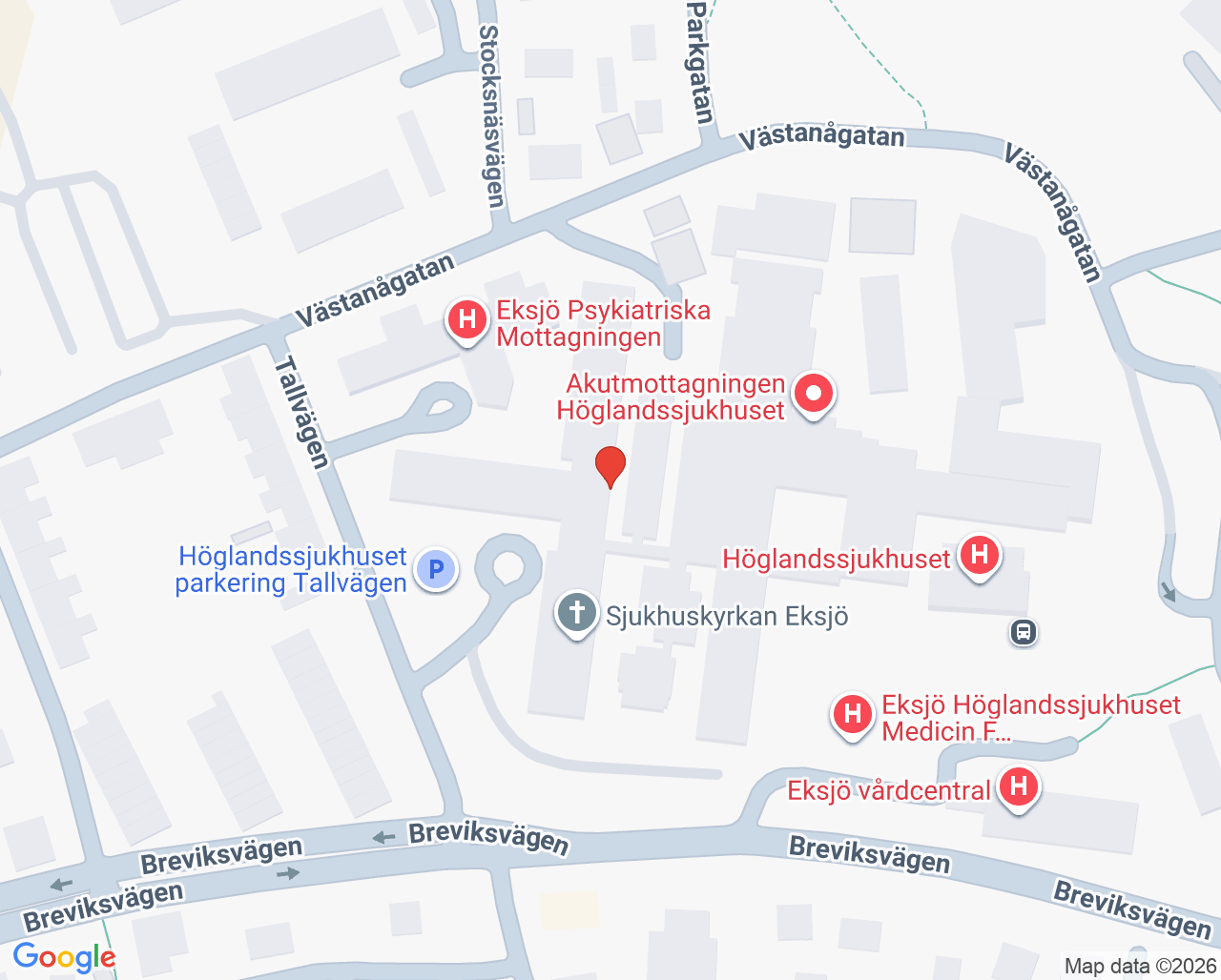 Karta till Stomimottagningen Höglandssjukhuset Eksjö