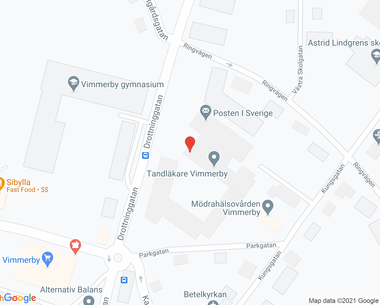Karta till Tekniska hörselvården Vimmerby